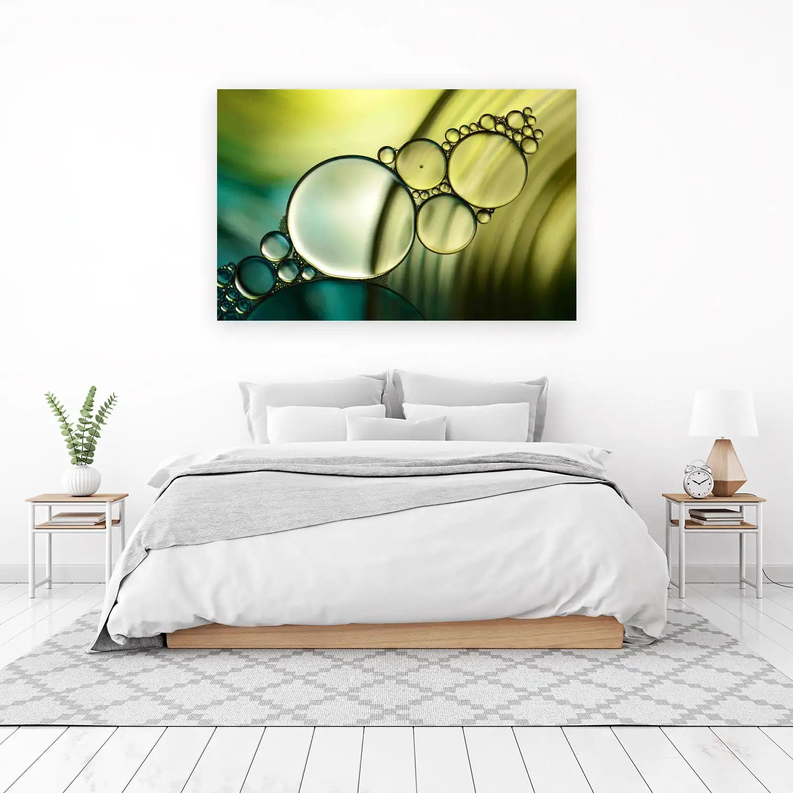 Abstract Bubbles Gradient Yellow & Teal Wall Art