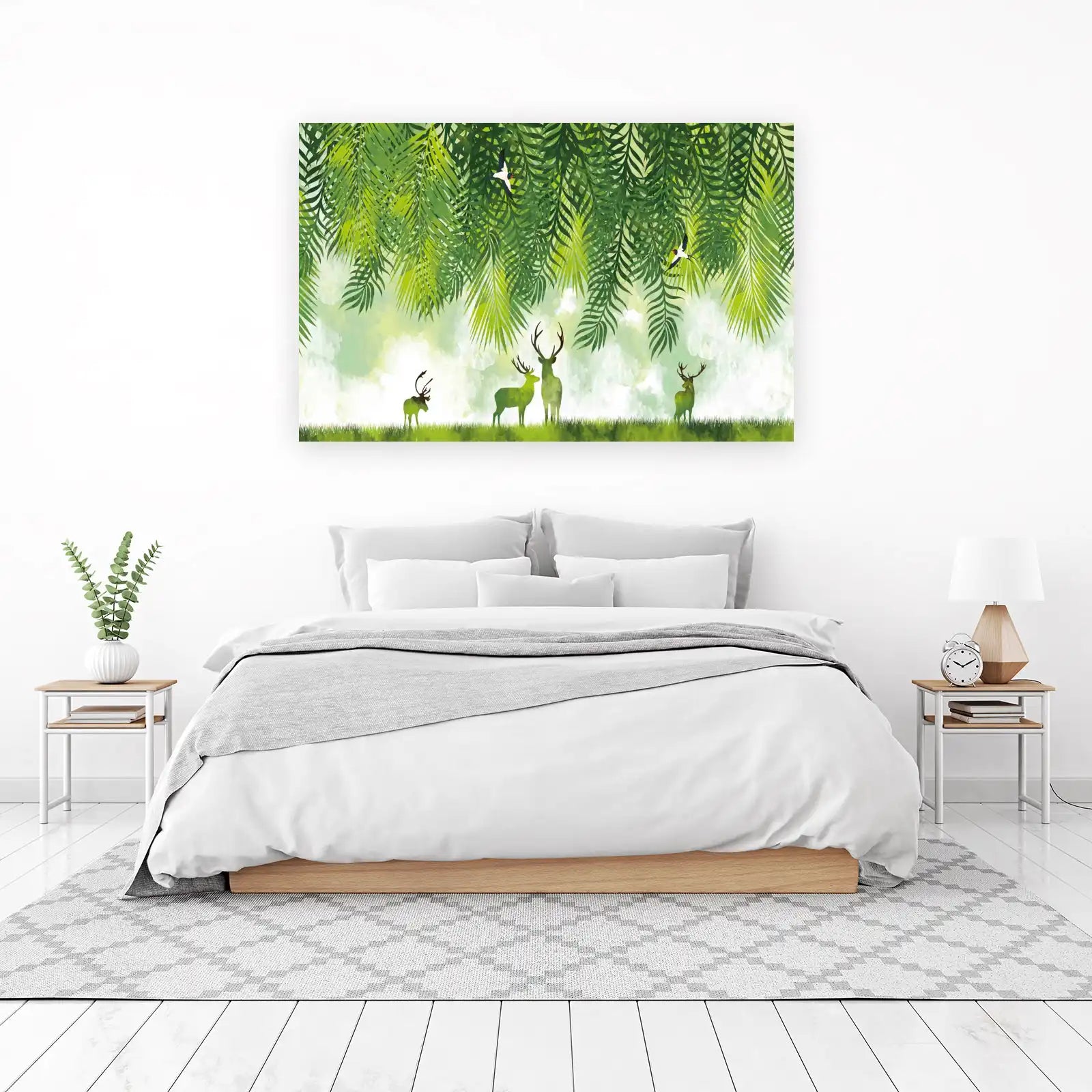 Serene Forest Deer & Birds Wall Art