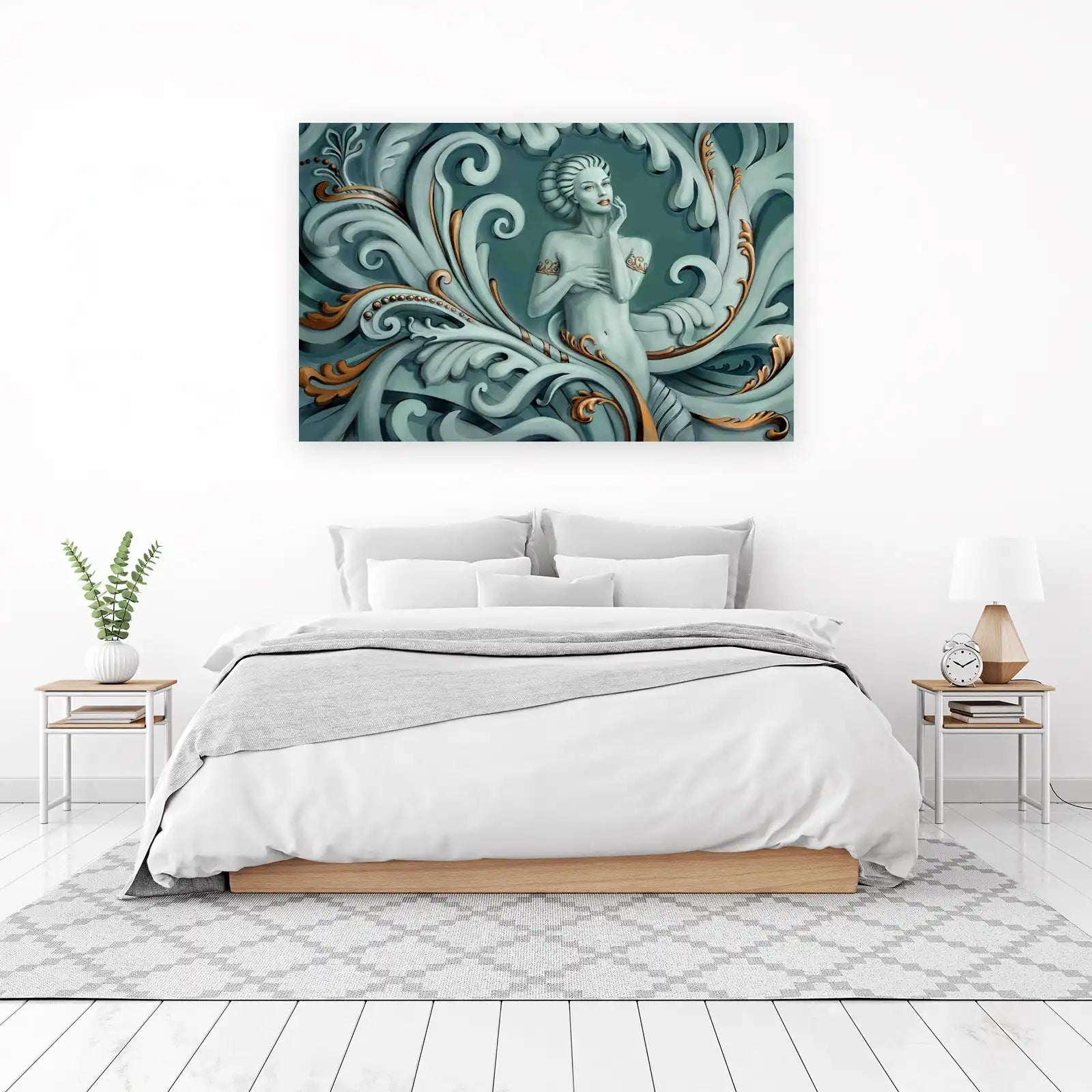 Elegant Mermaid Baroque Scroll Wall Art