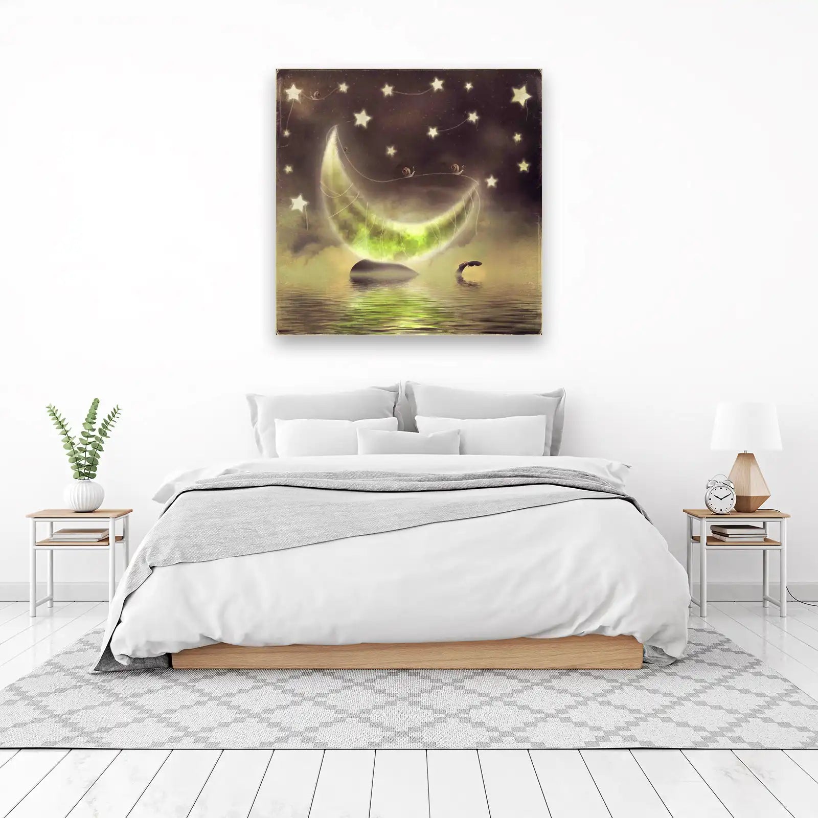 Whimsical Moon & Stars Snail Adventure Wall Art