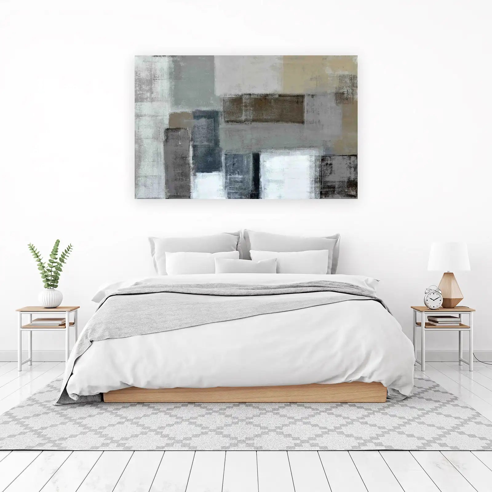 Abstract Geometric Beige & Grey Wall Art
