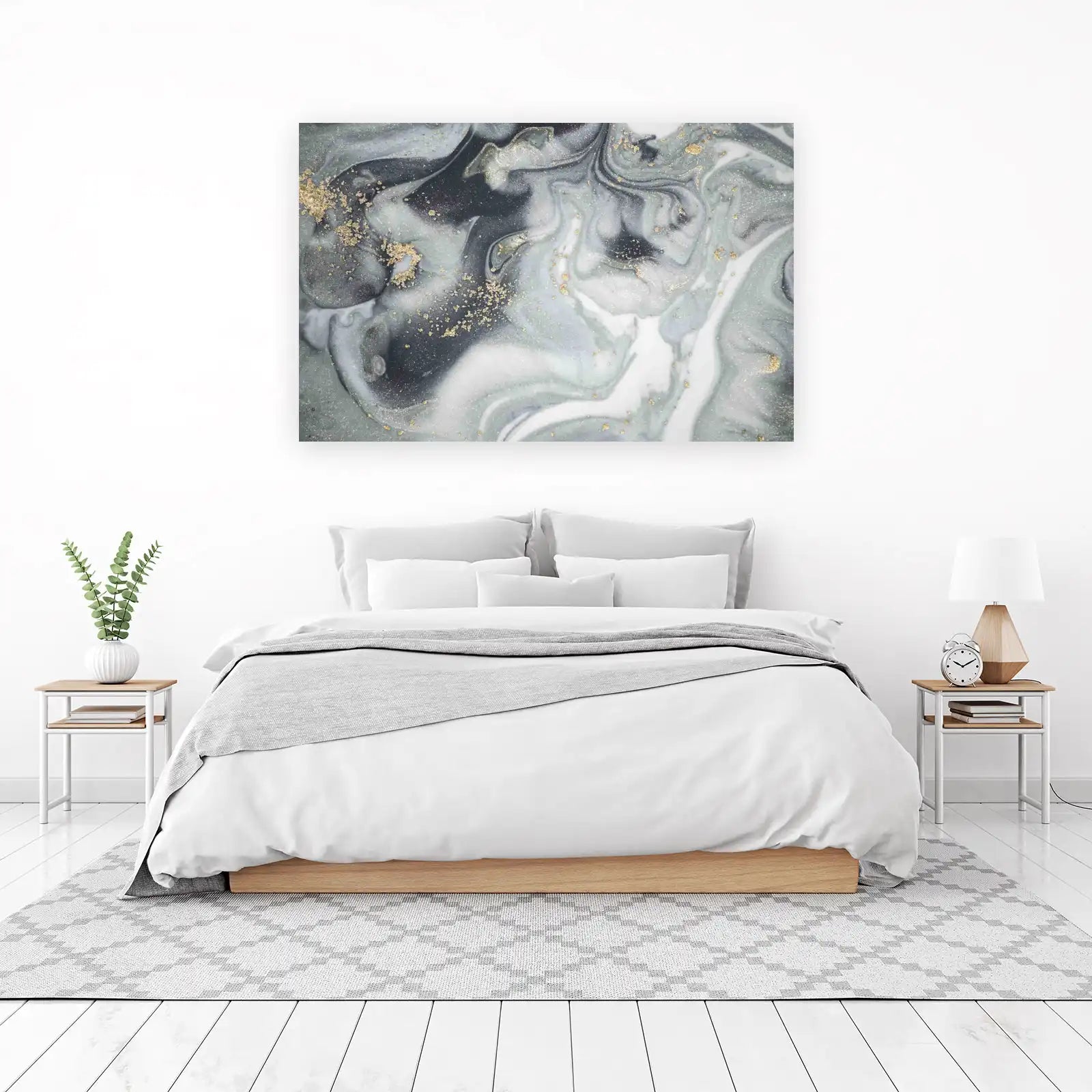Elegant Marble Swirl Gold Splash Wall Art