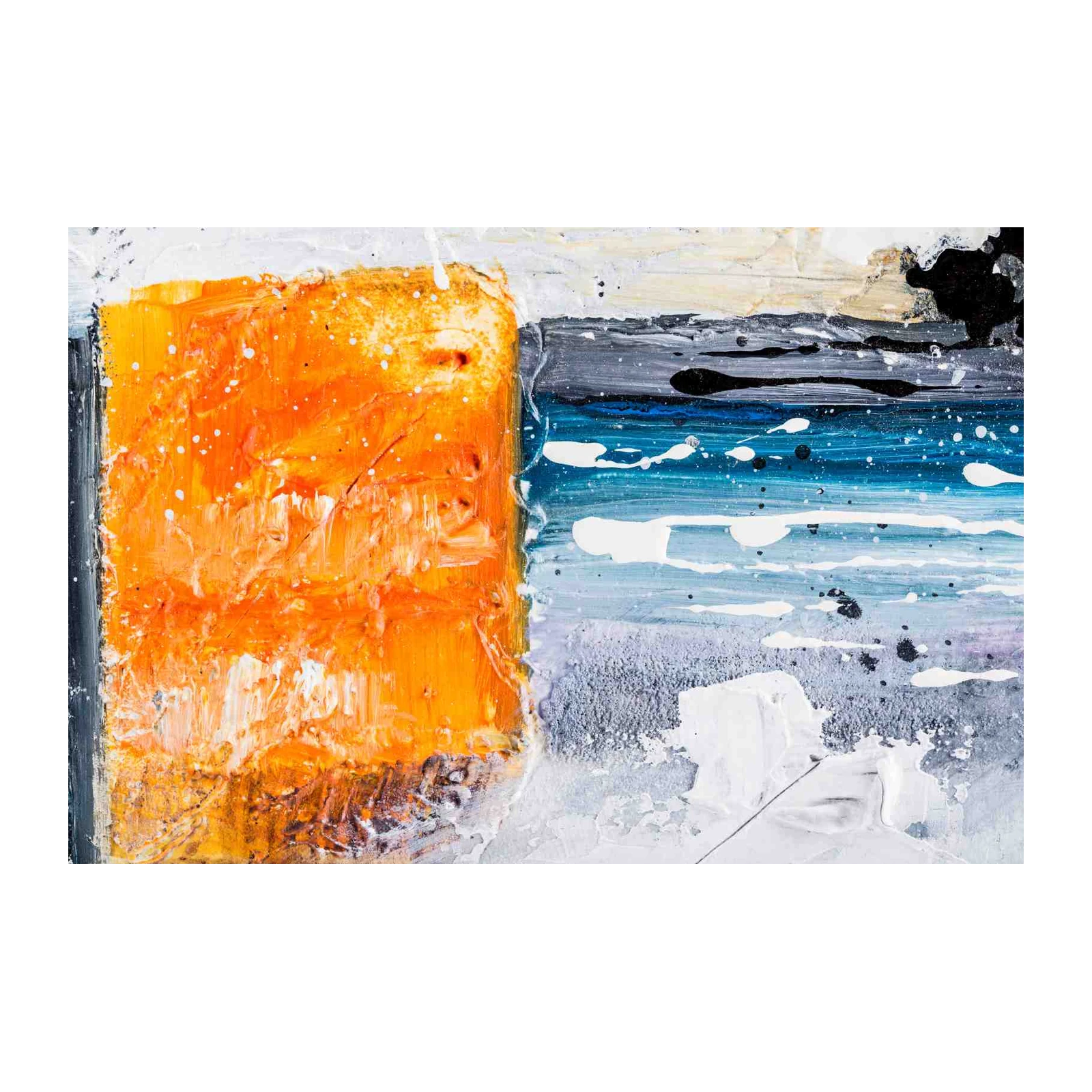 Vibrant Abstract Orange & Blue Wall Art