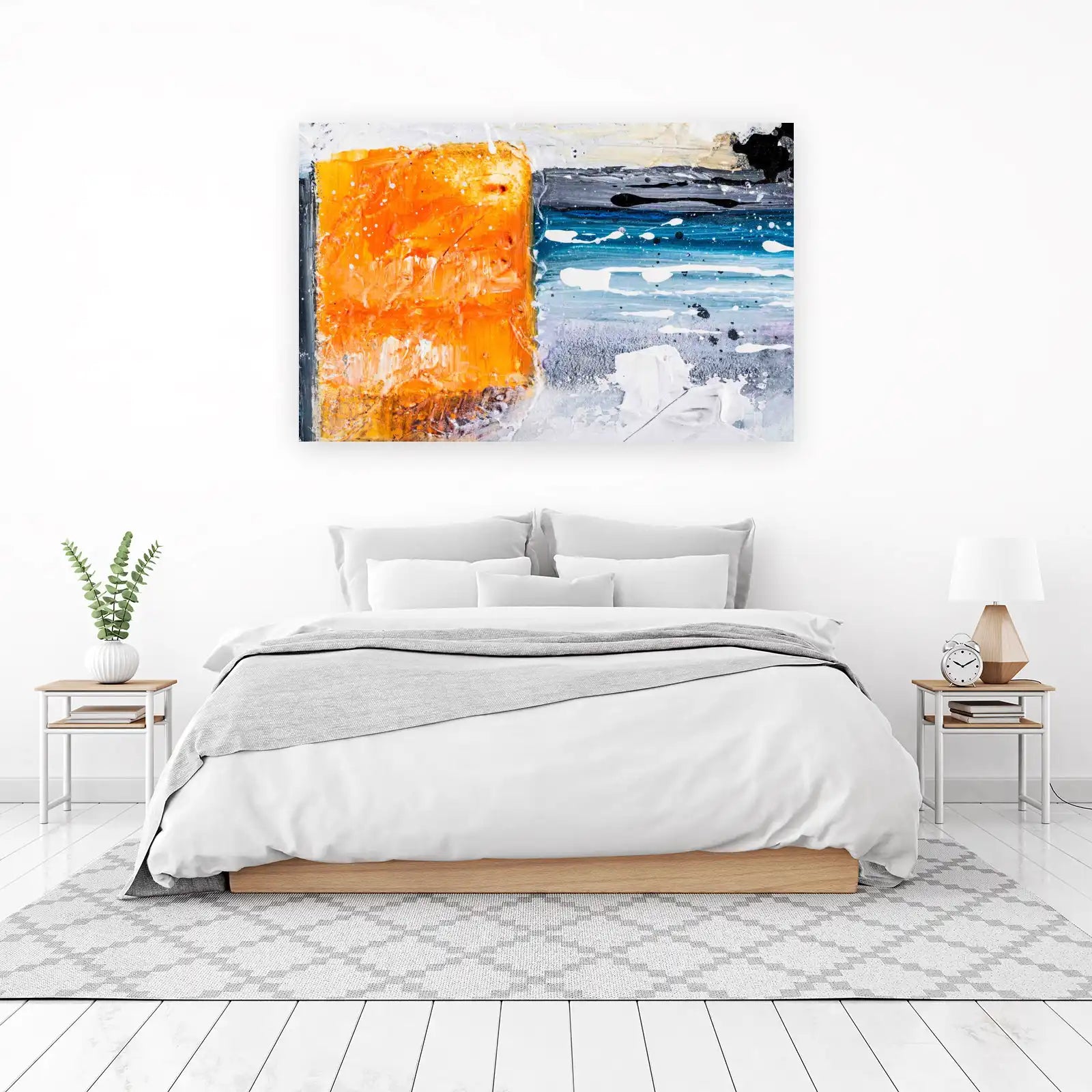 Vibrant Abstract Orange & Blue Wall Art