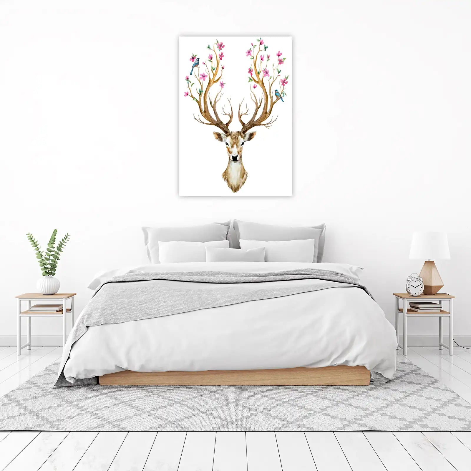 Enchanting Deer with Birds and Blossoms Wall Art