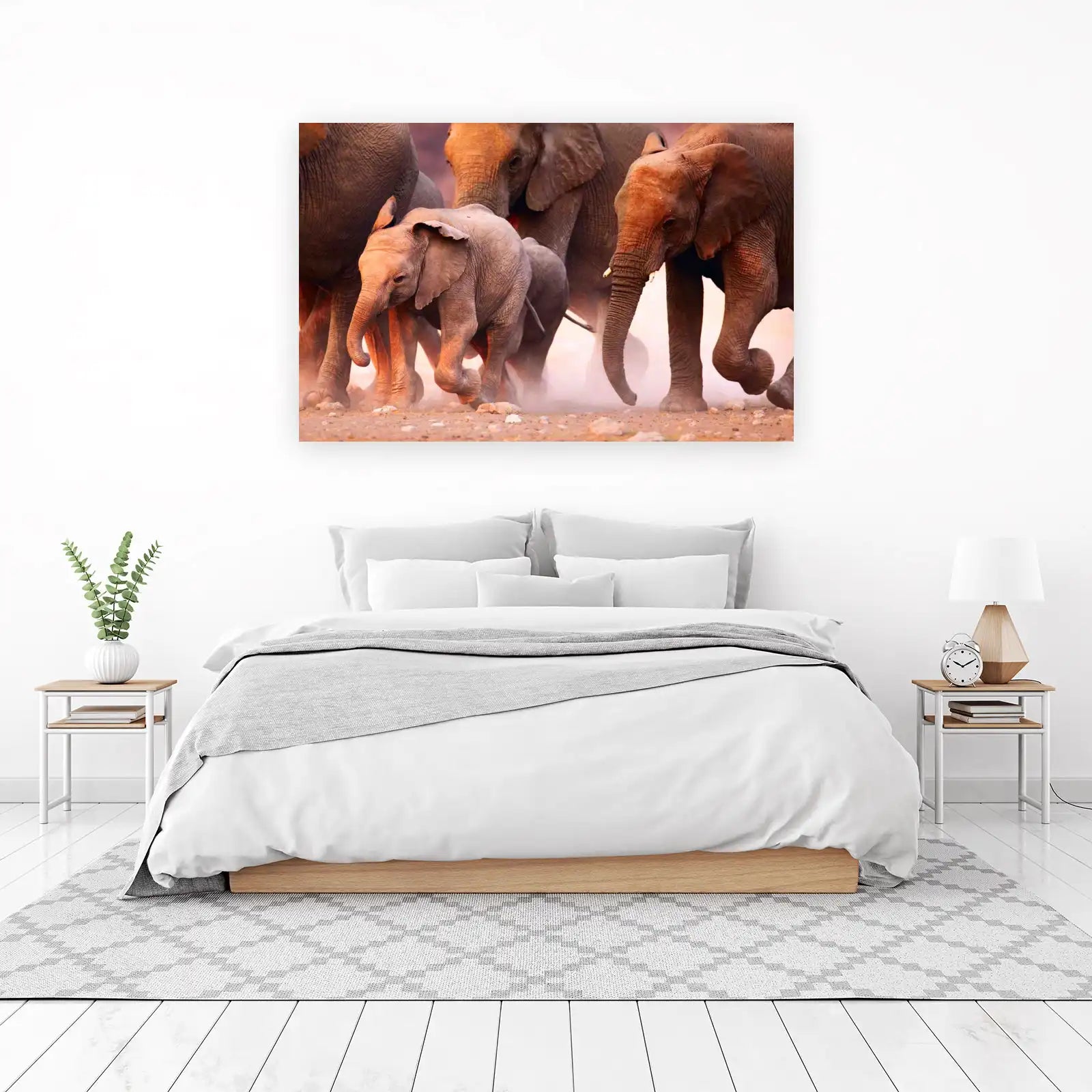 Majestic Elephant Herd Family Safari Wall Art