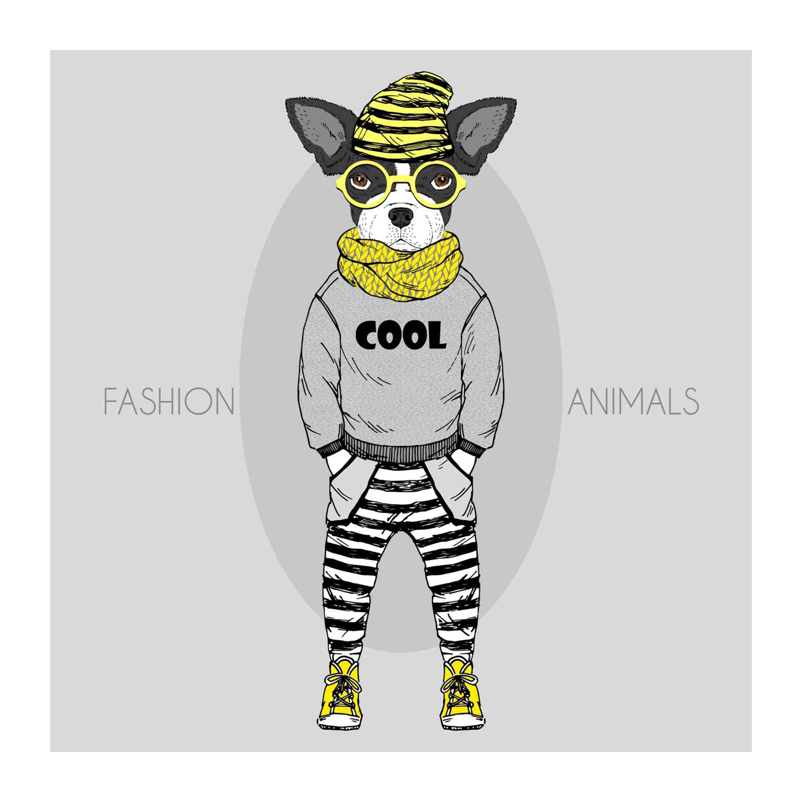 Chic Chihuahua in Yellow Beanie Wall Art