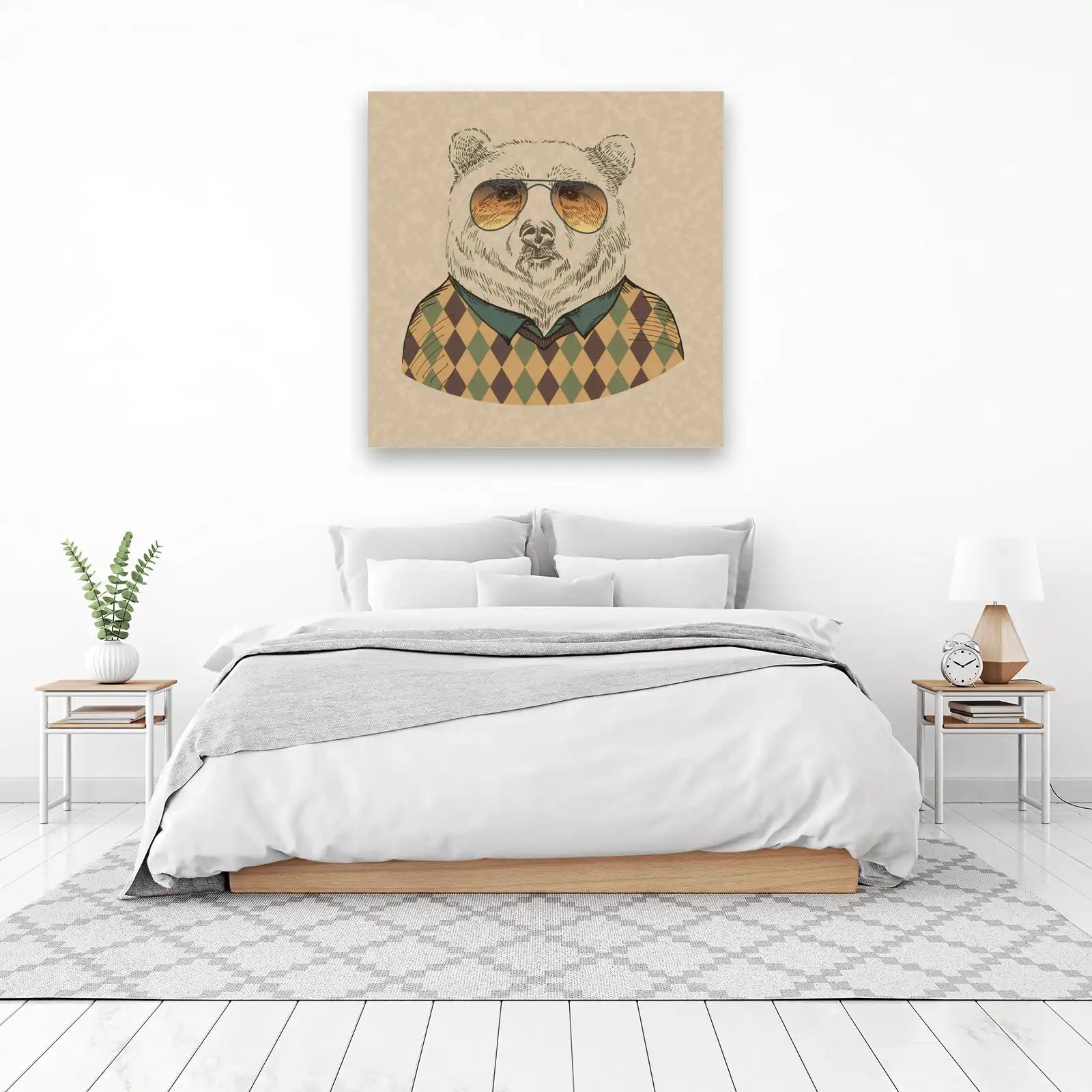 Dapper Bear Hipster Portrait Wall Art