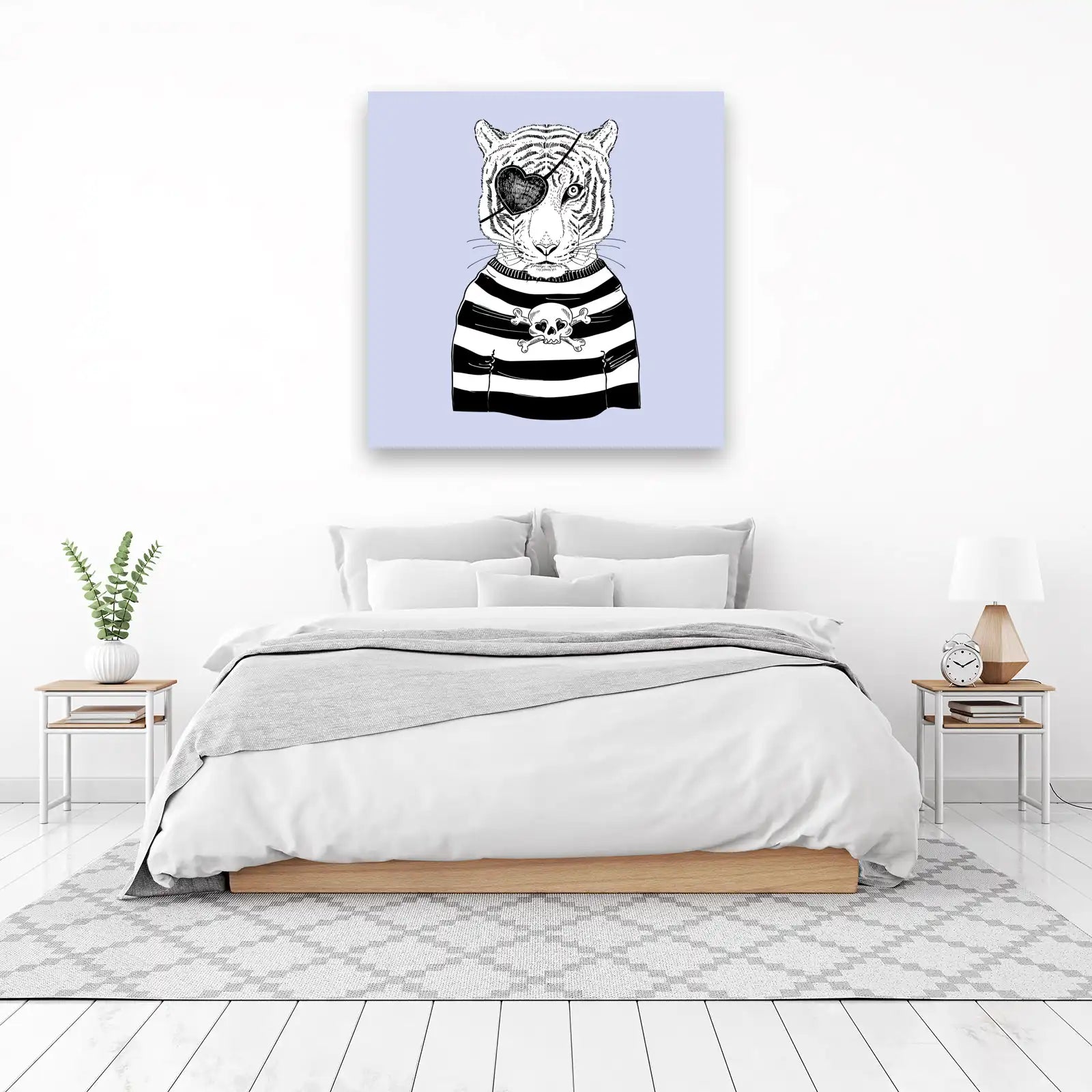 Pirate Tiger Heart Eye Patch Wall Art