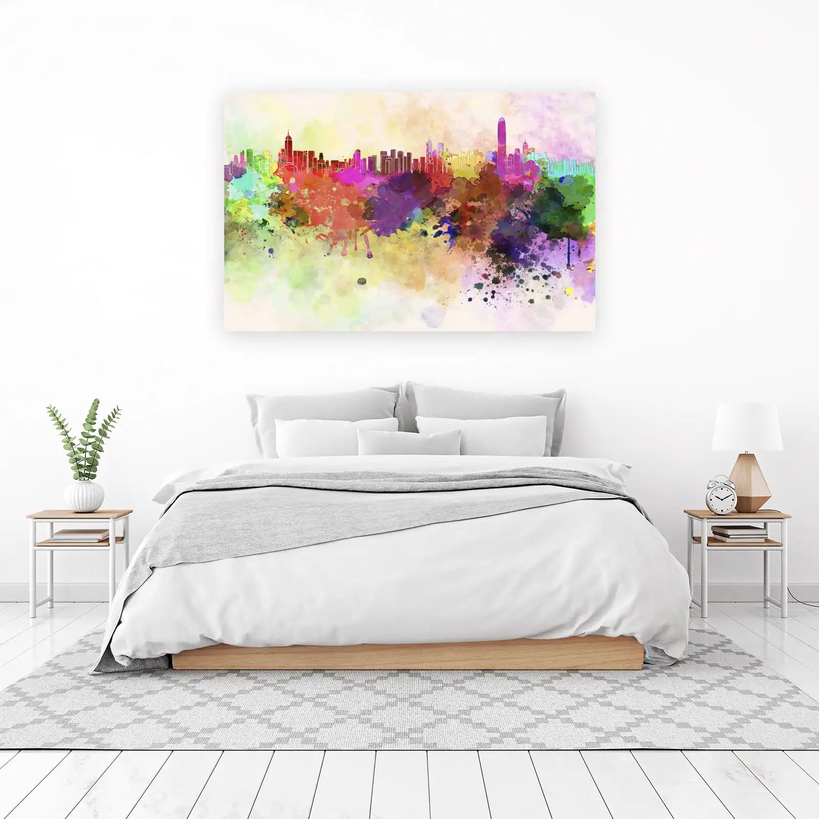 Vibrant Watercolor Cityscape Wall Art