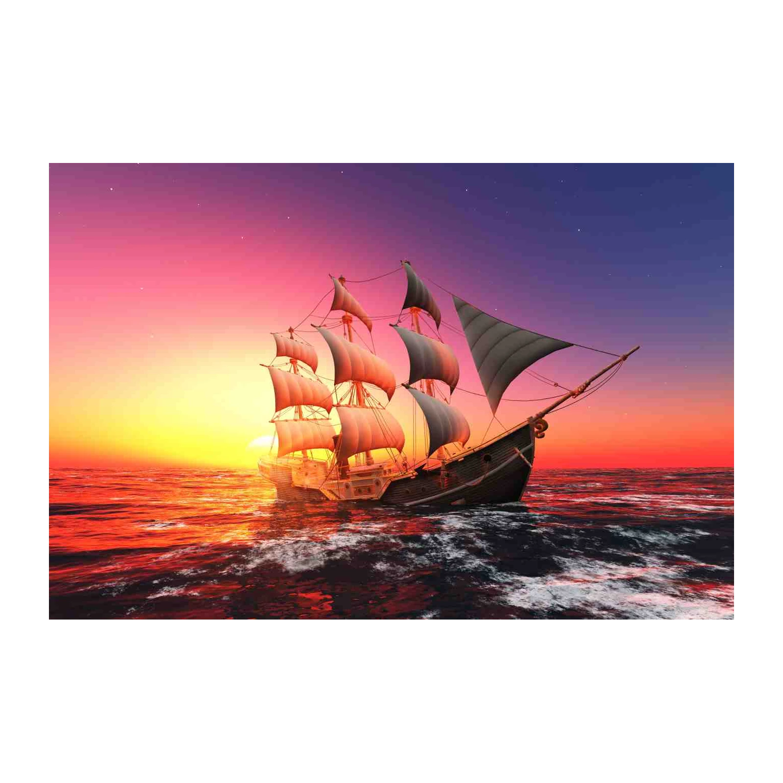 Majestic Sailboat Sunset Wall Art