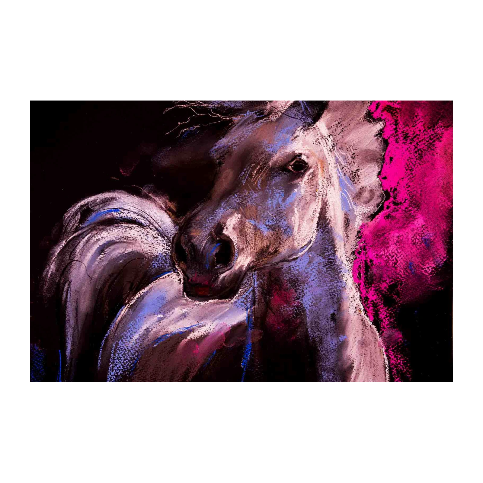 Dynamic Horse Portrait Pastel Wall Art