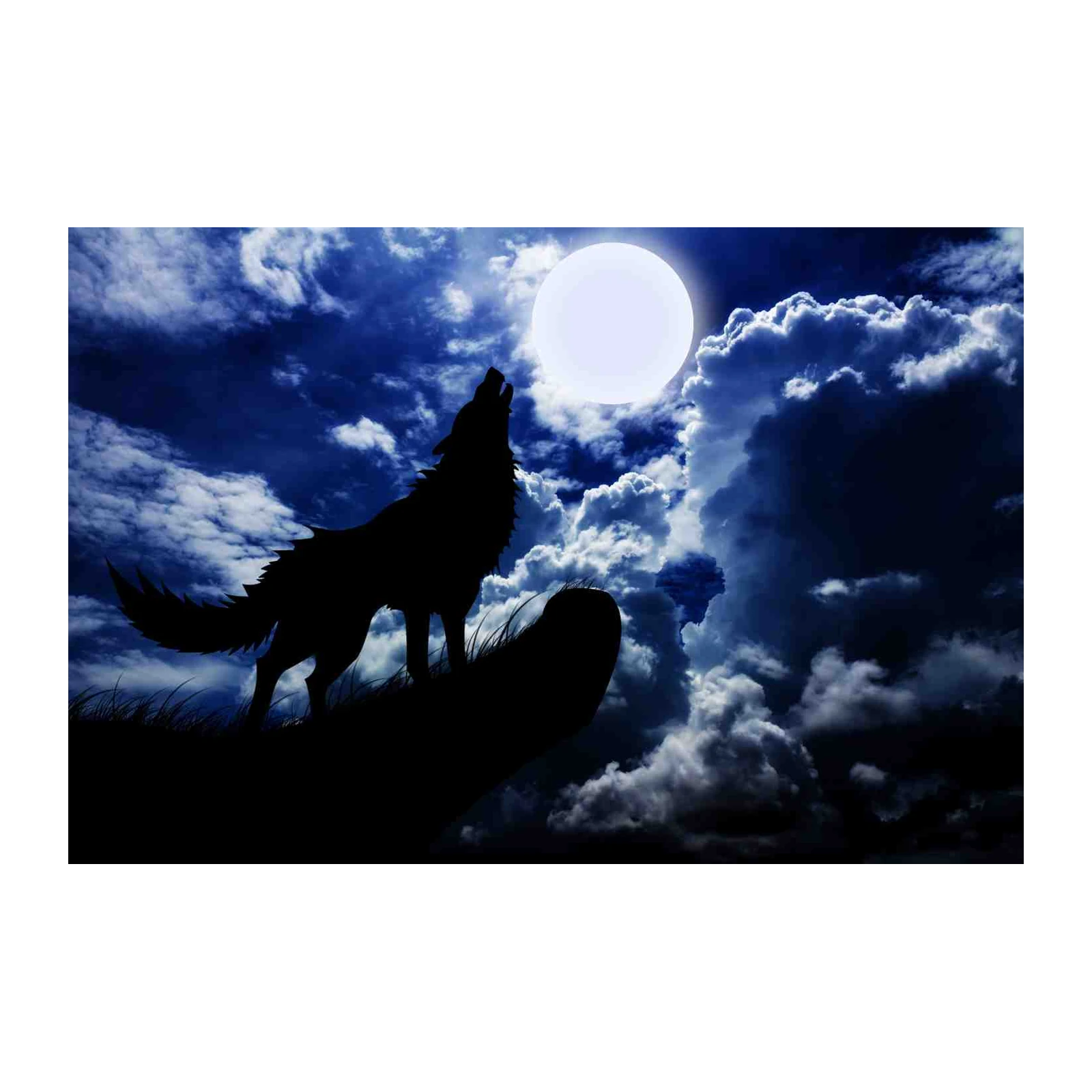 Majestic Wolf Howling at Moon Wall Art