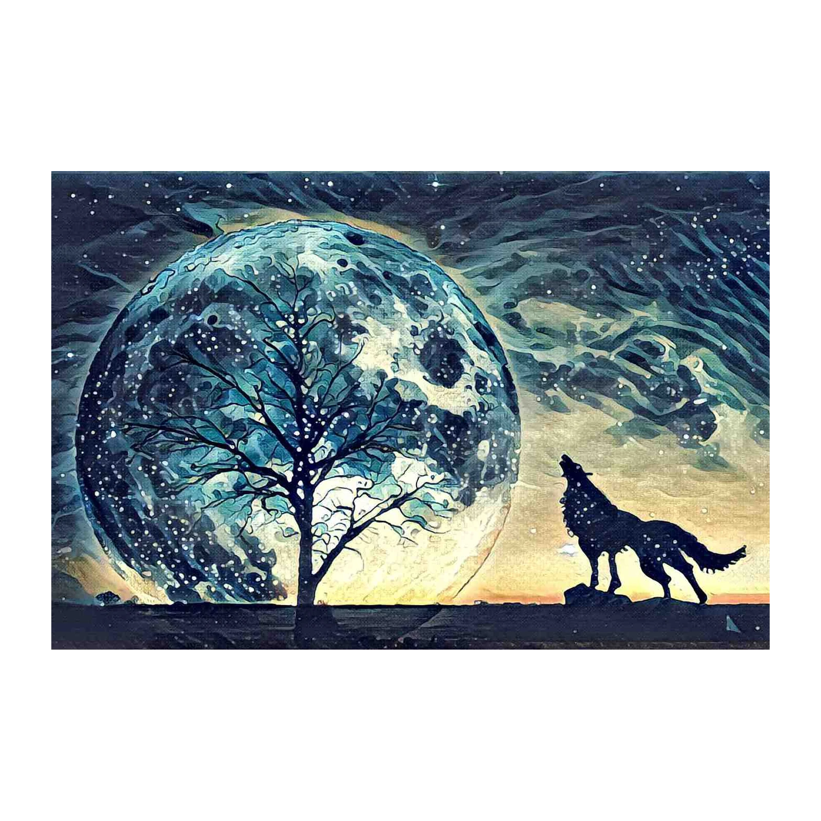 Majestic Wolf Moon Art Wall Art