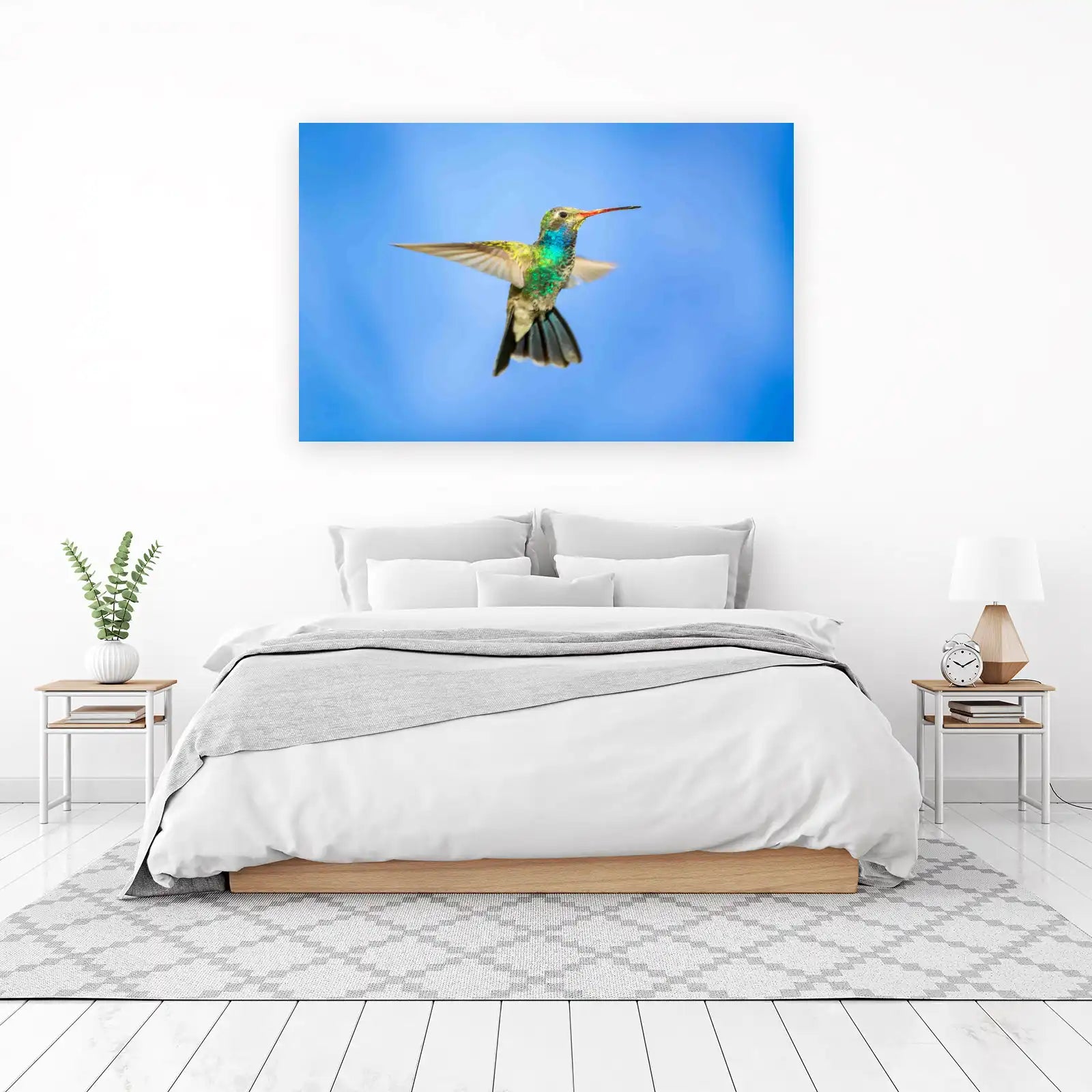 Vibrant Hummingbird in Flight Wall Art