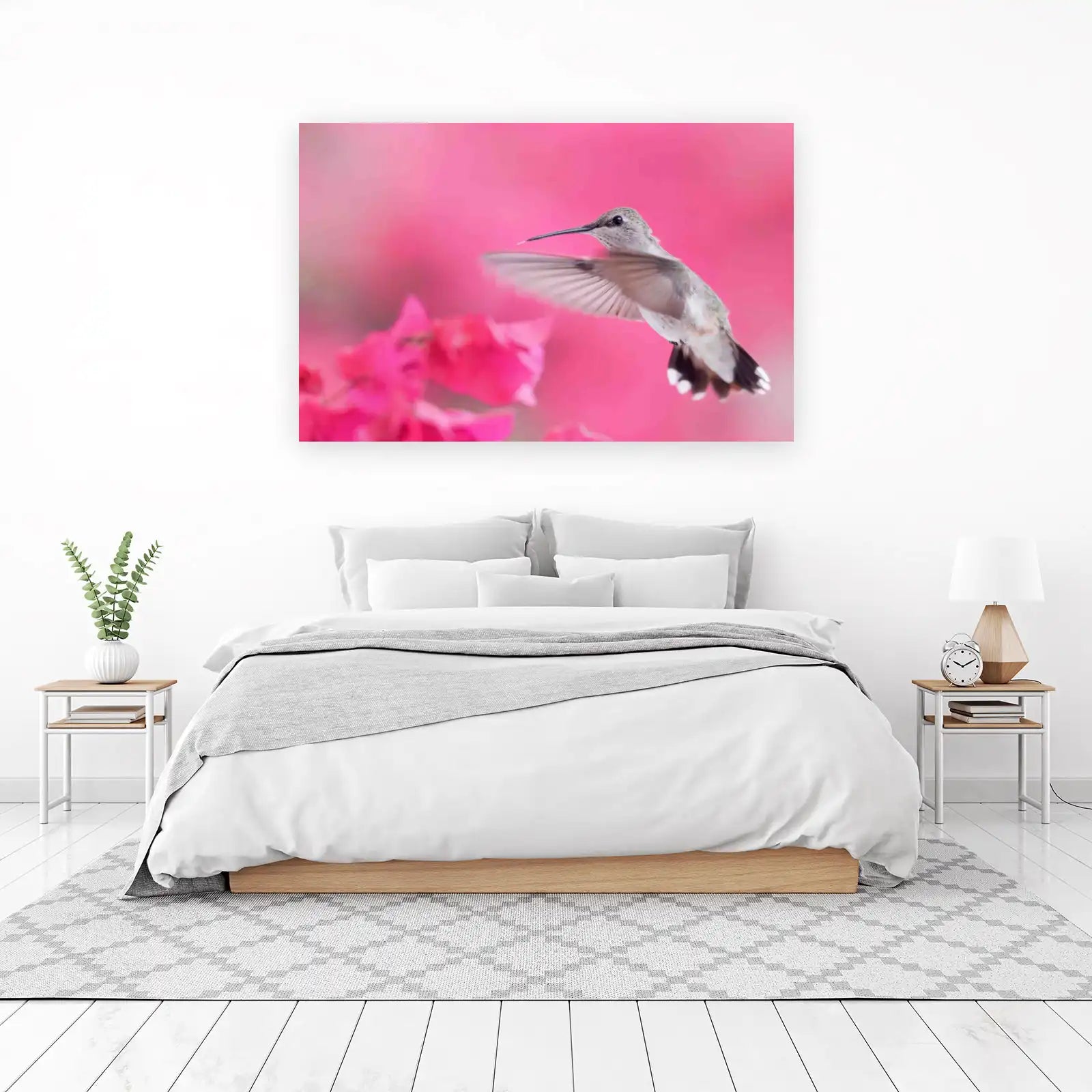 Hummingbird Serenity Pink Floral Wall Art