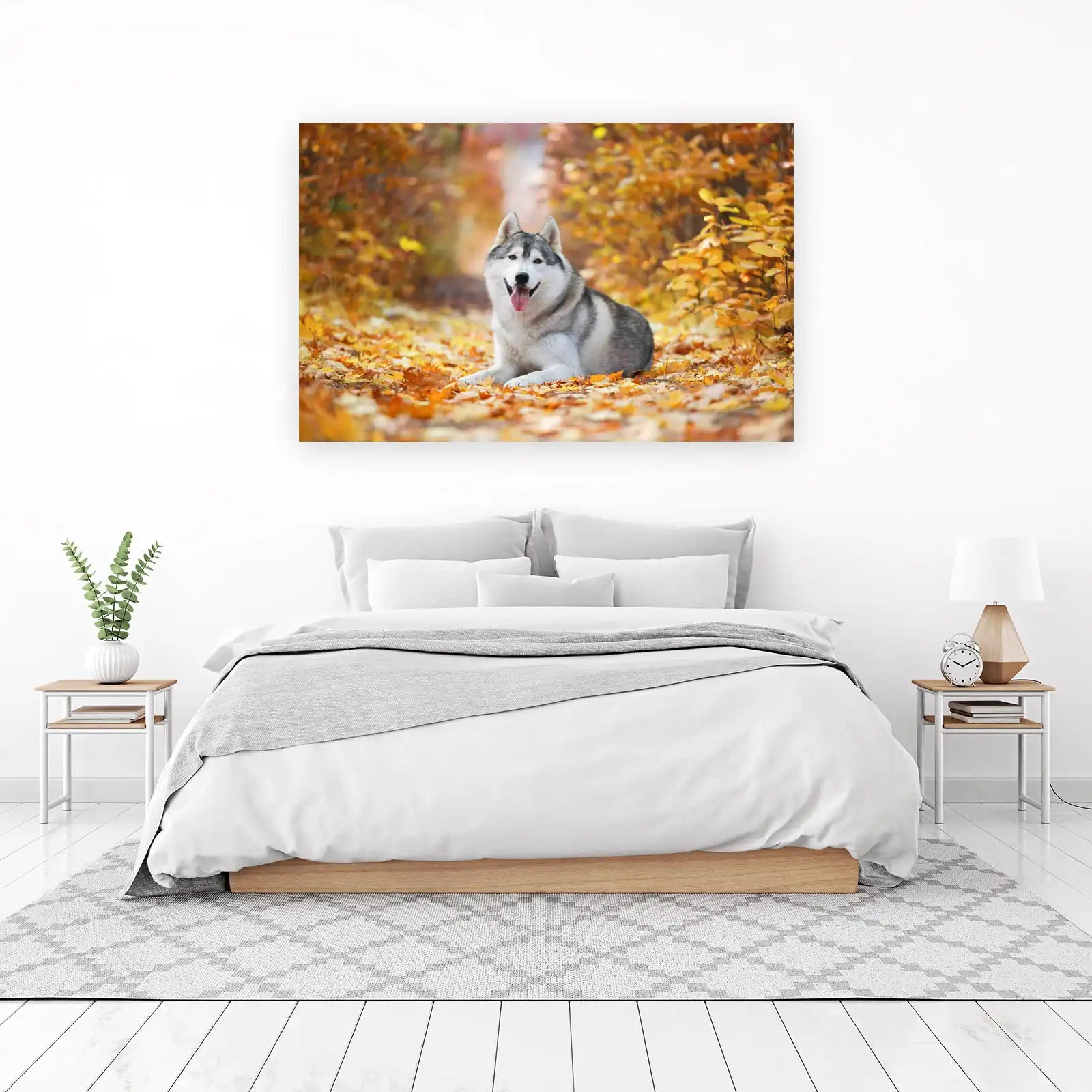 Majestic Husky Autumn Forest Wall Art