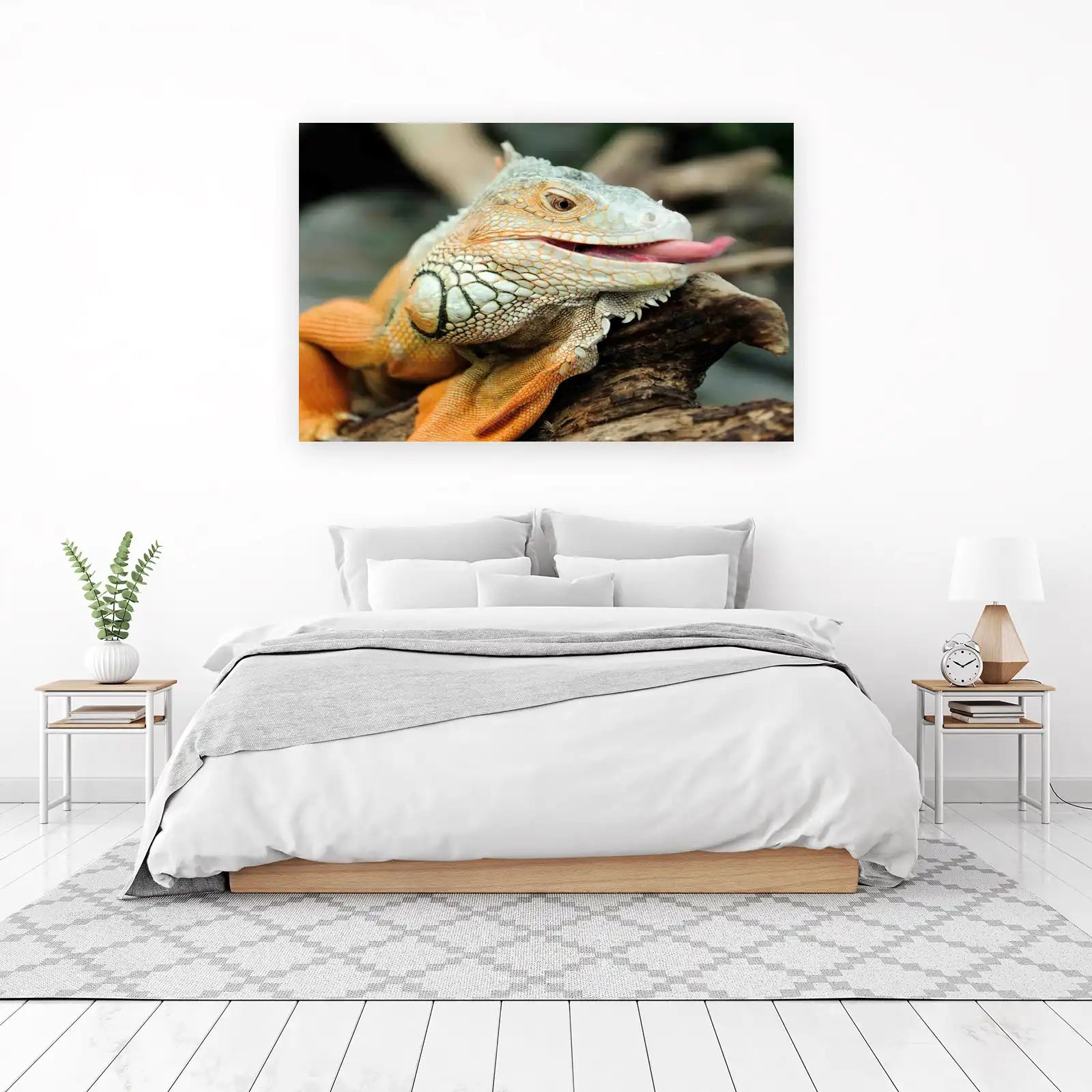 Vibrant Orange Iguana Tongue Out Wall Art