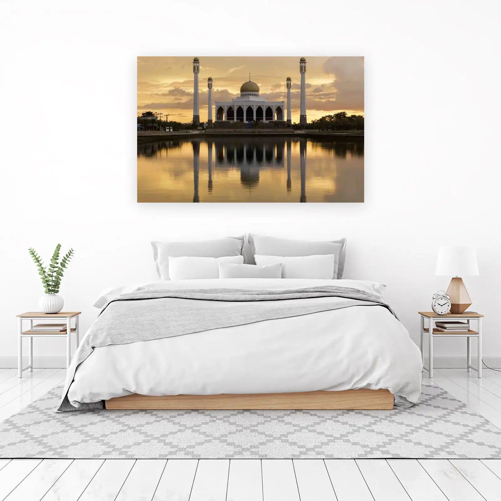 Tranquil Mosque Sunset Reflection Wall Art