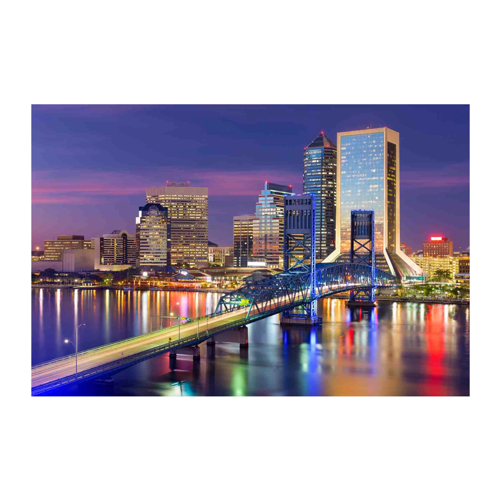 Jacksonville Skyline Bridge Night Wall Art