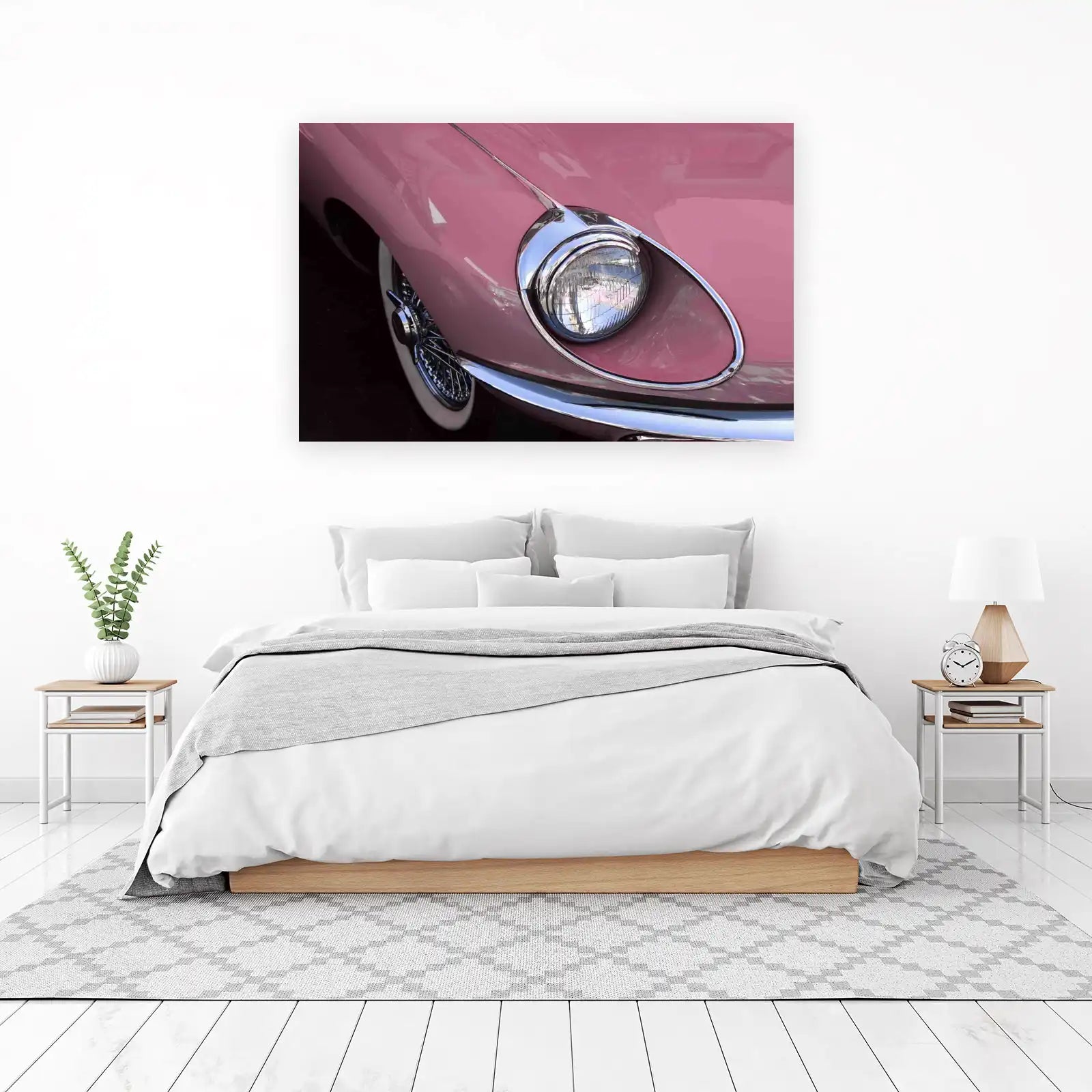 Vintage Pink Jaguar Headlight Wall Art