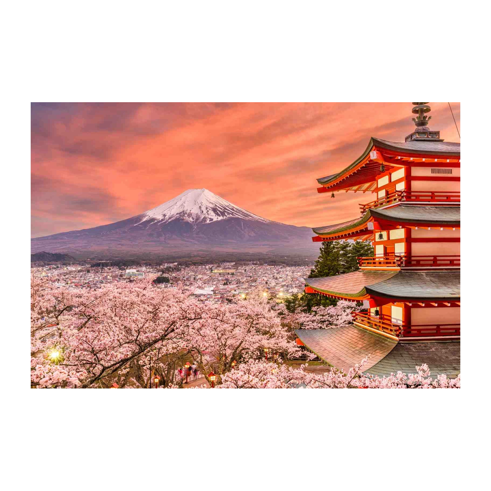 Mount Fuji Cherry Blossom Pagoda Wall Art