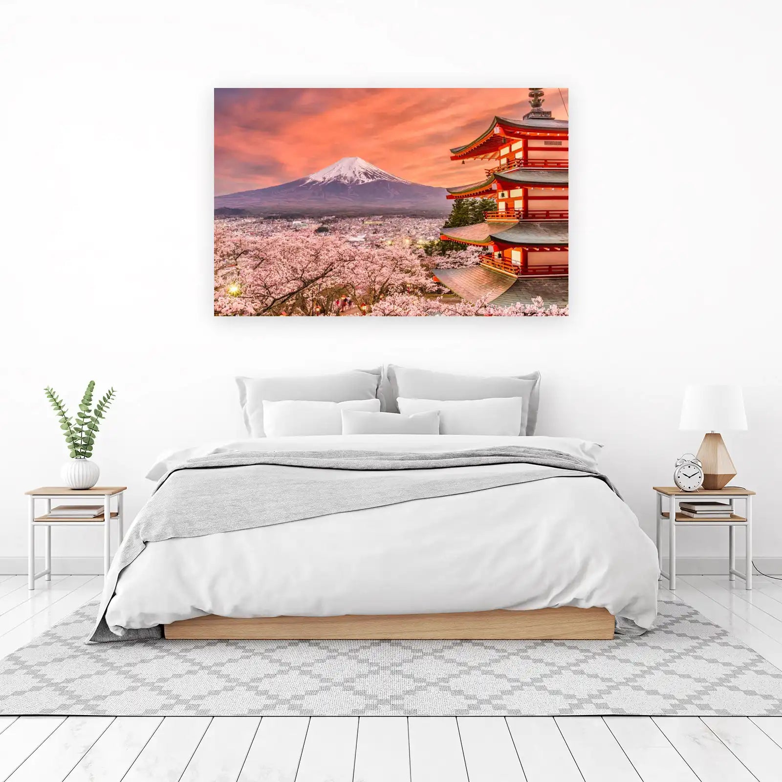 Mount Fuji Cherry Blossom Pagoda Wall Art