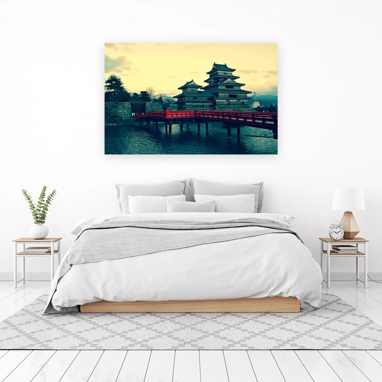 Japanese Castle Red Bridge Wall Art