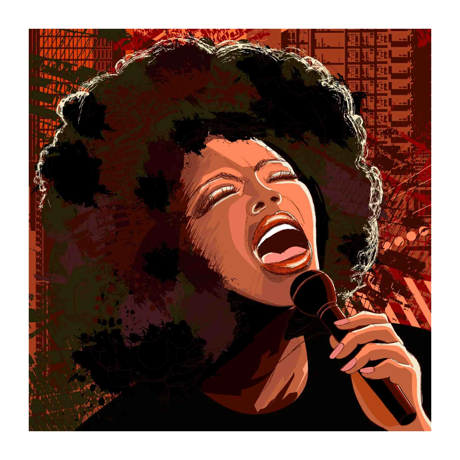 Soulful Singer with Afro Wall Art
