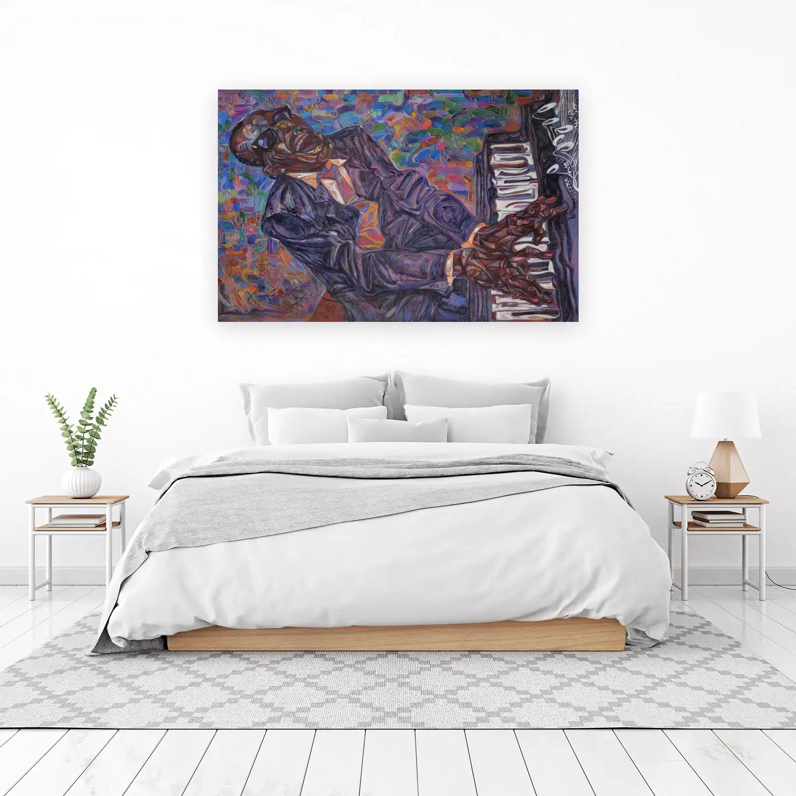 Vibrant Jazz Pianist Expressive Portrait Wall Art