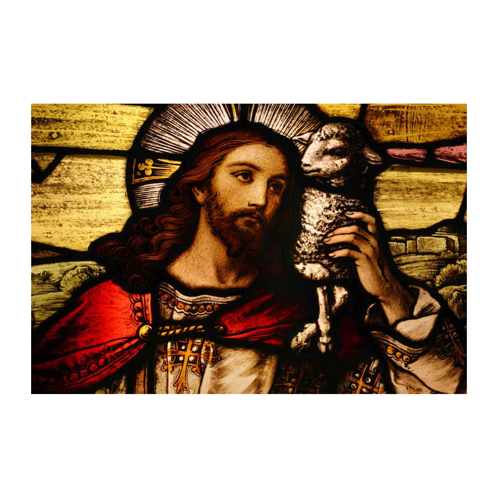 Sacred Lamb Jesus Stained Glass Wall Art