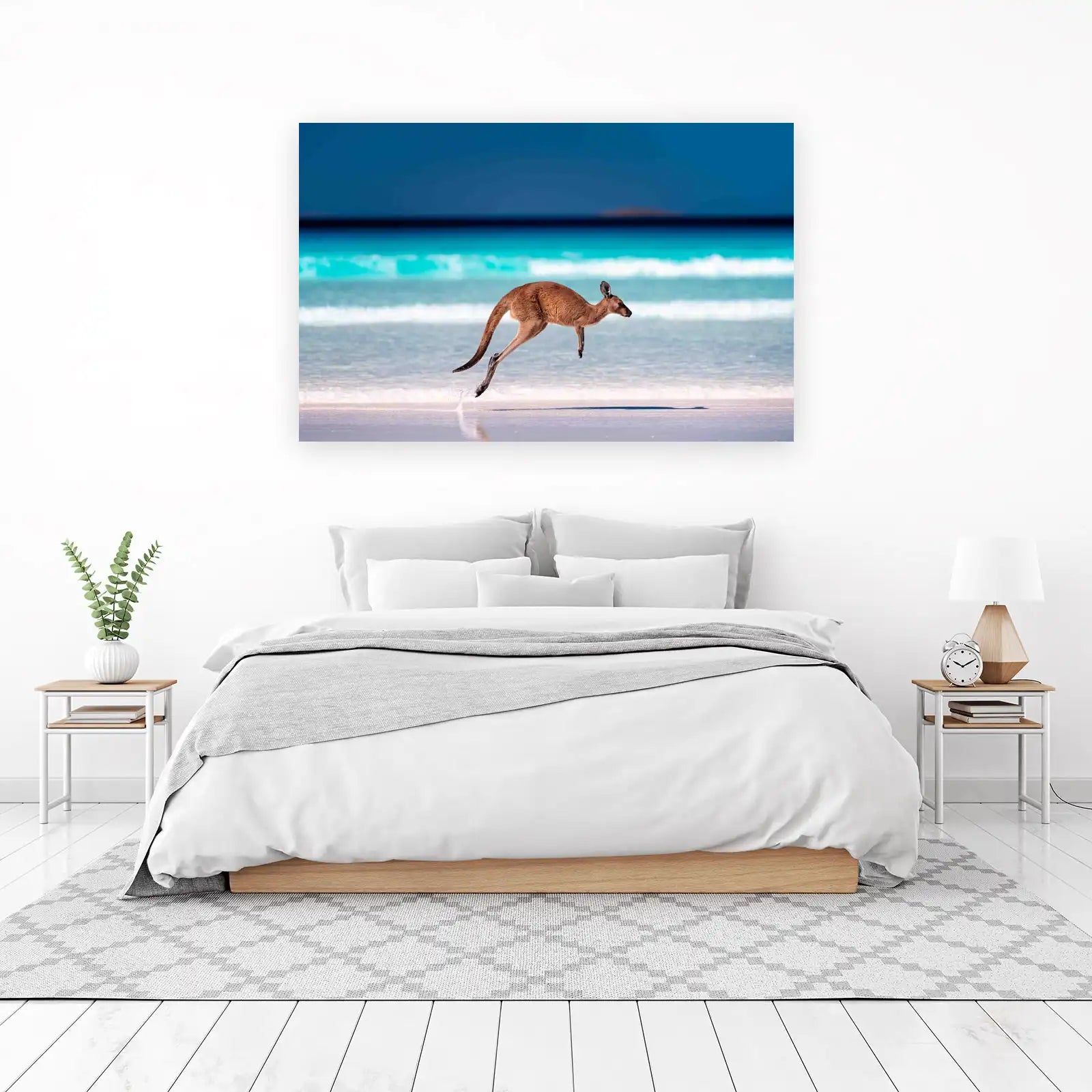 Majestic Kangaroo Beach Jump Wall Art