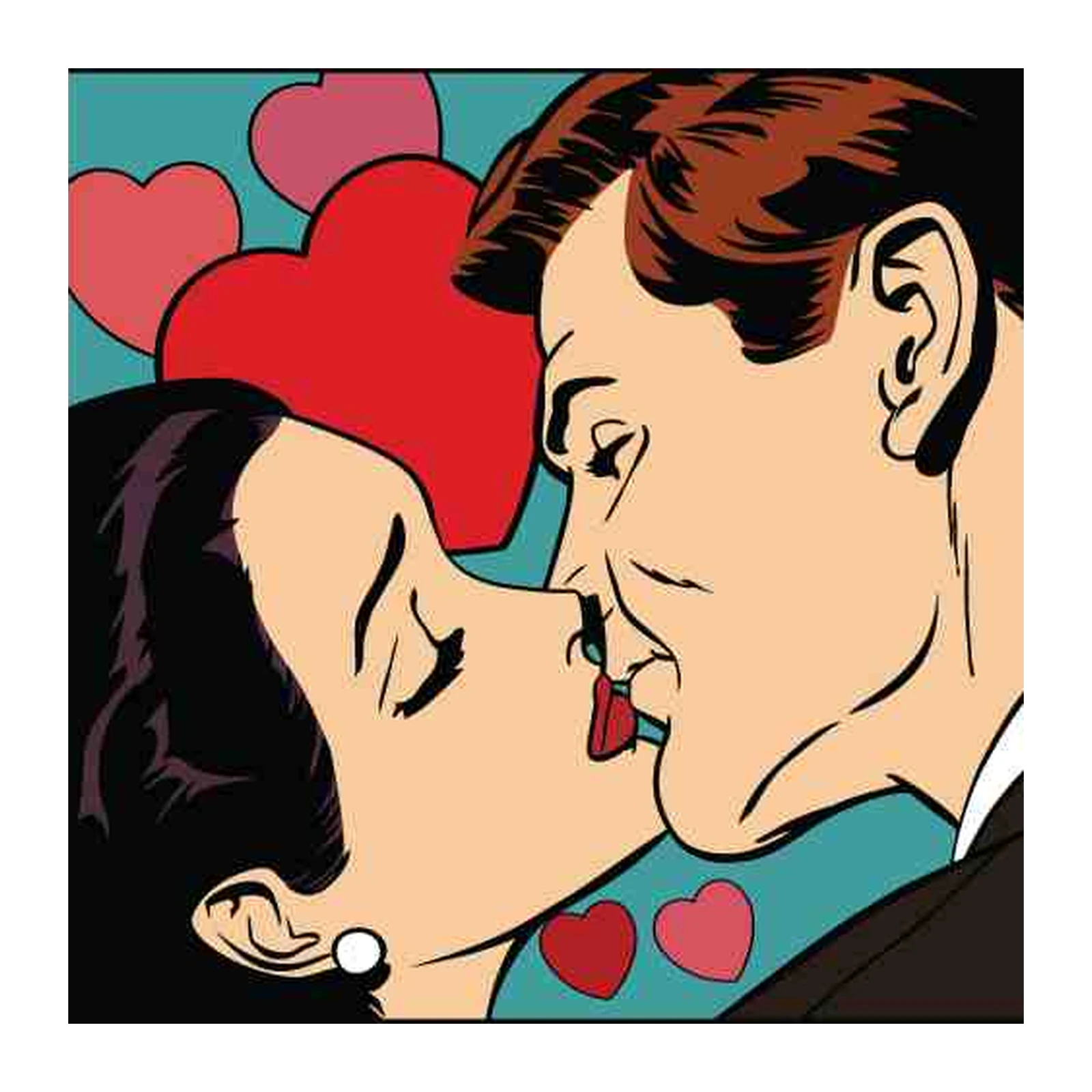 Pop Art Kissing Couple Wall Art