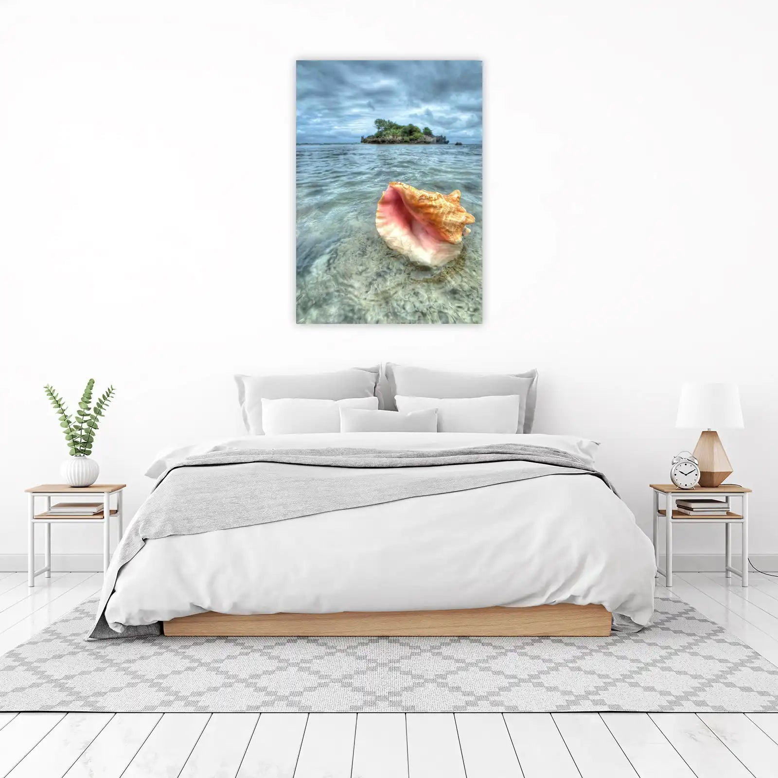 Serene Conch Shell Ocean Island Wall Art