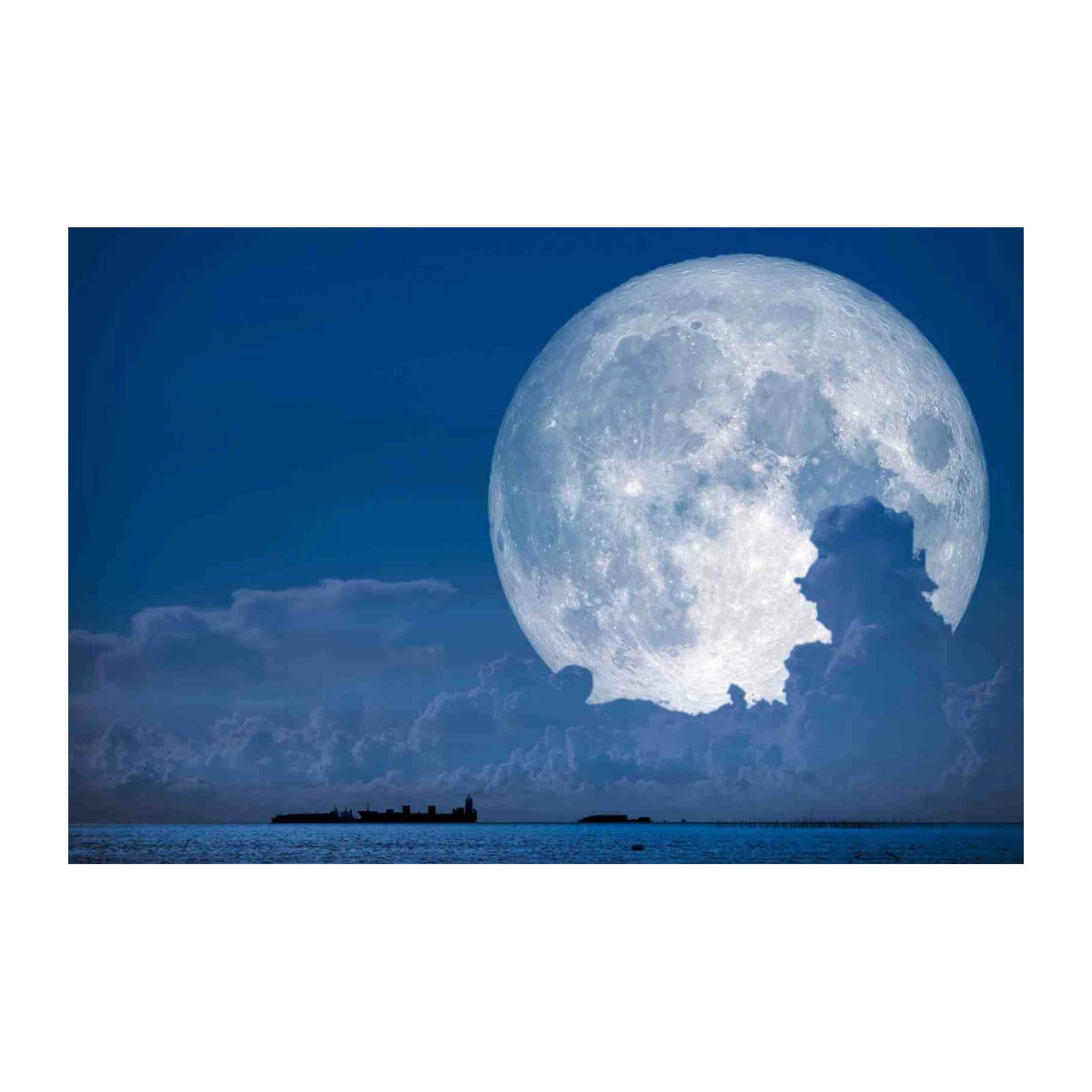 Stunning Full Moon Over Ocean Wall Art