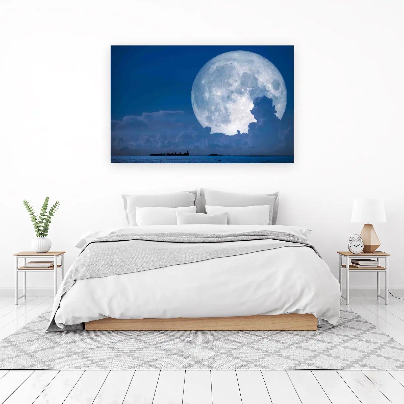 Stunning Full Moon Over Ocean Wall Art