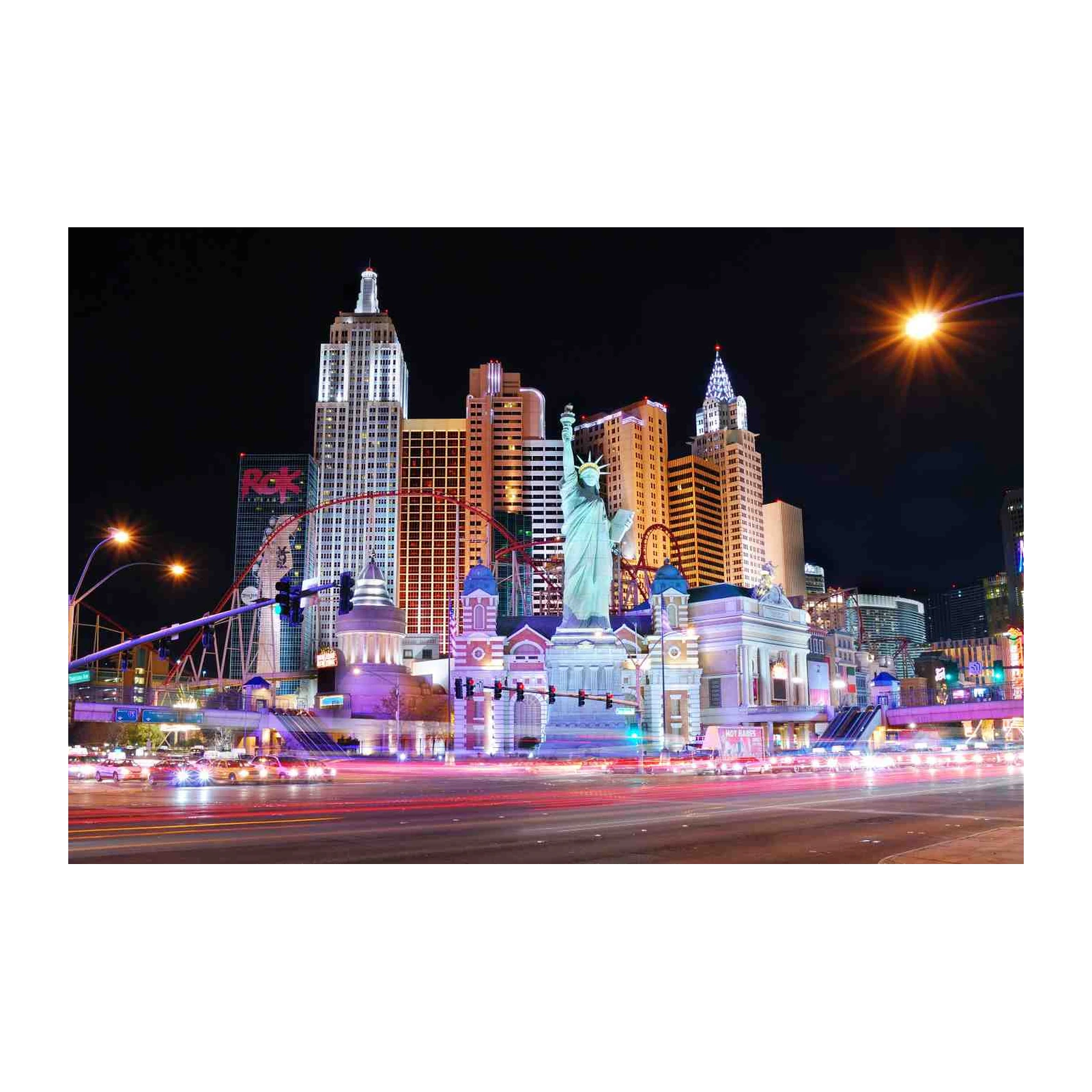 Vibrant Vegas Skyline Statue of Liberty Wall Art