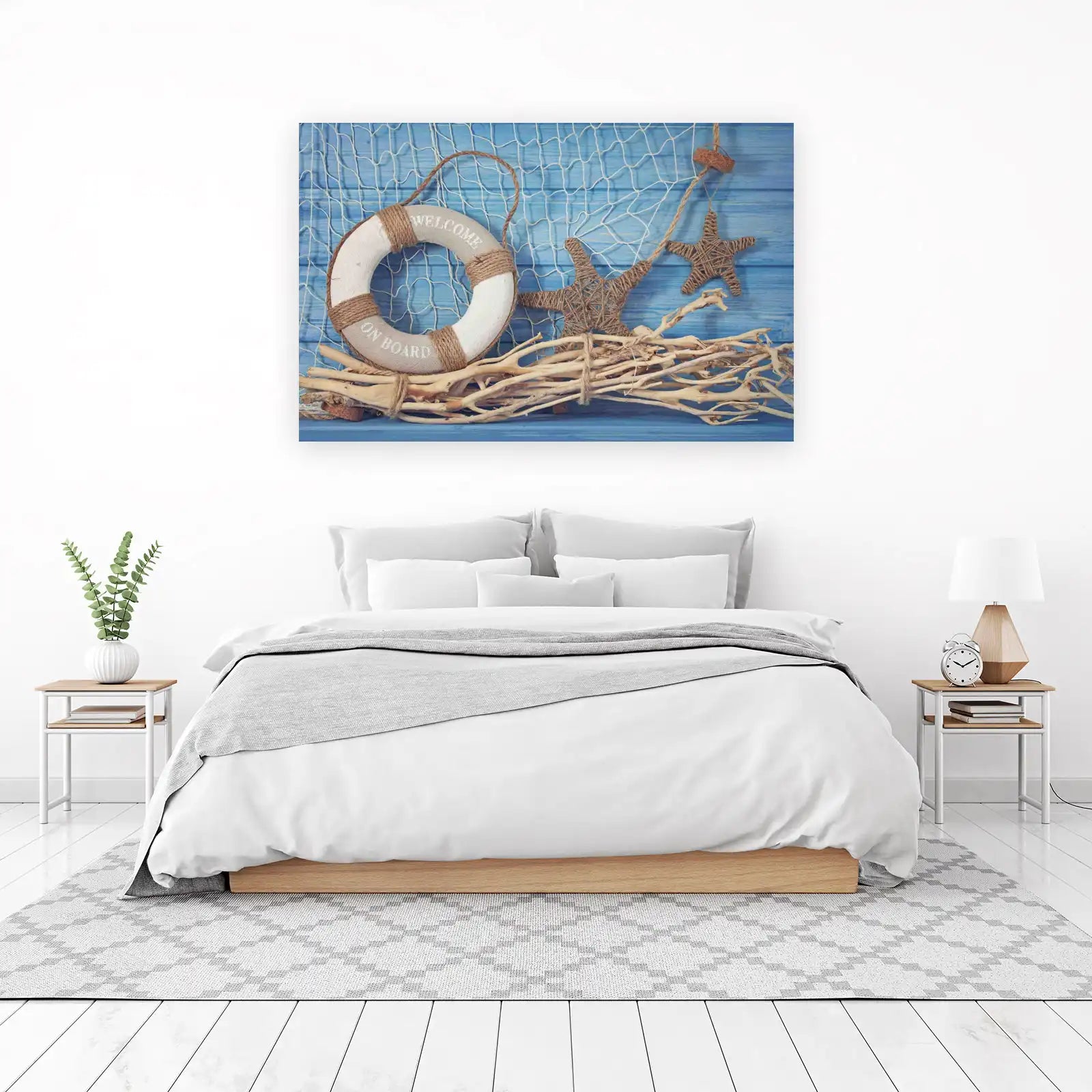 Nautical Welcome Lifebuoy Starfish Beach Wall Art