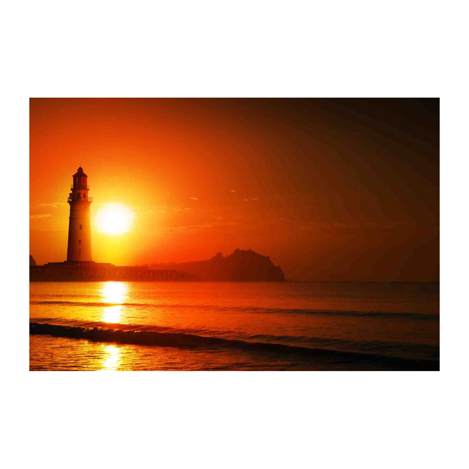 Sunset Lighthouse Coastal Serenity Wall Art