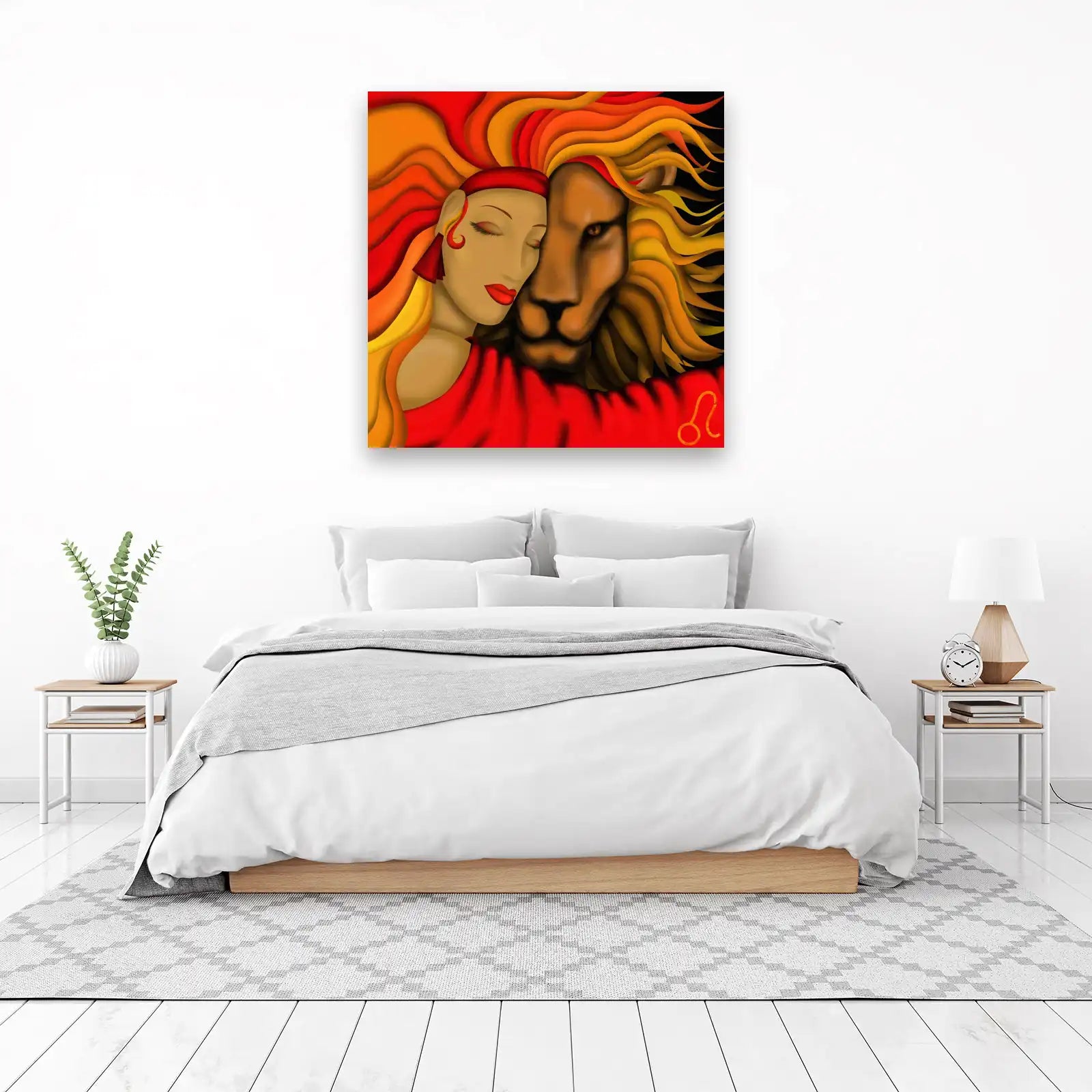 Majestic Leo & Woman Embrace Wall Art