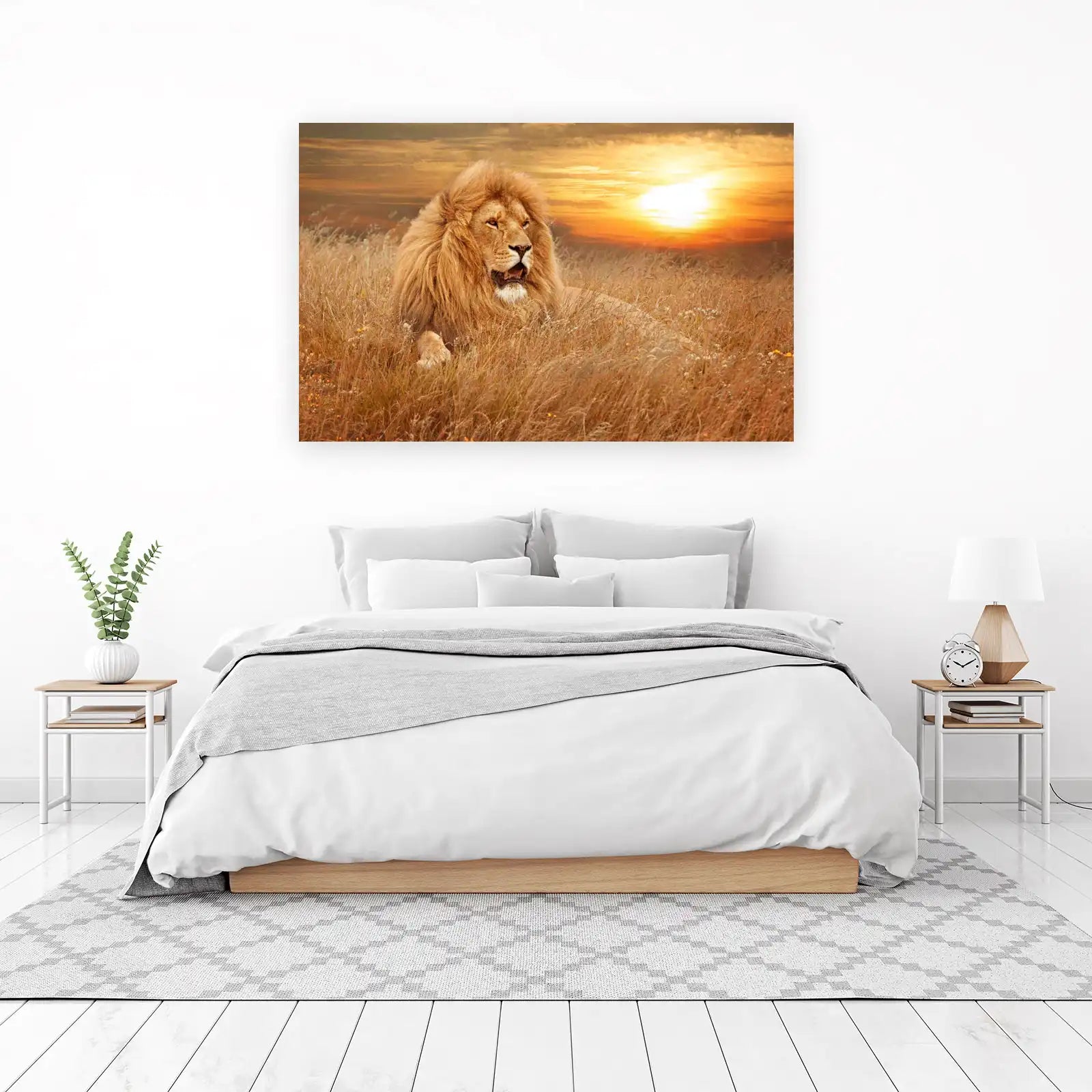 Majestic Lion in Golden Sunset Wall Art