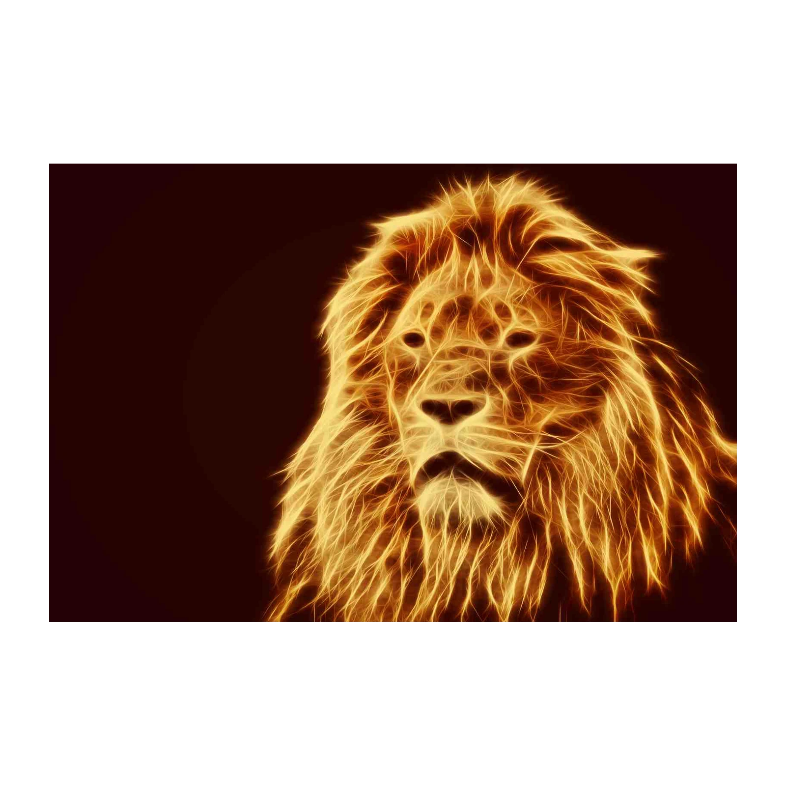 Fiery Lion Head Fractal Art Wall Art