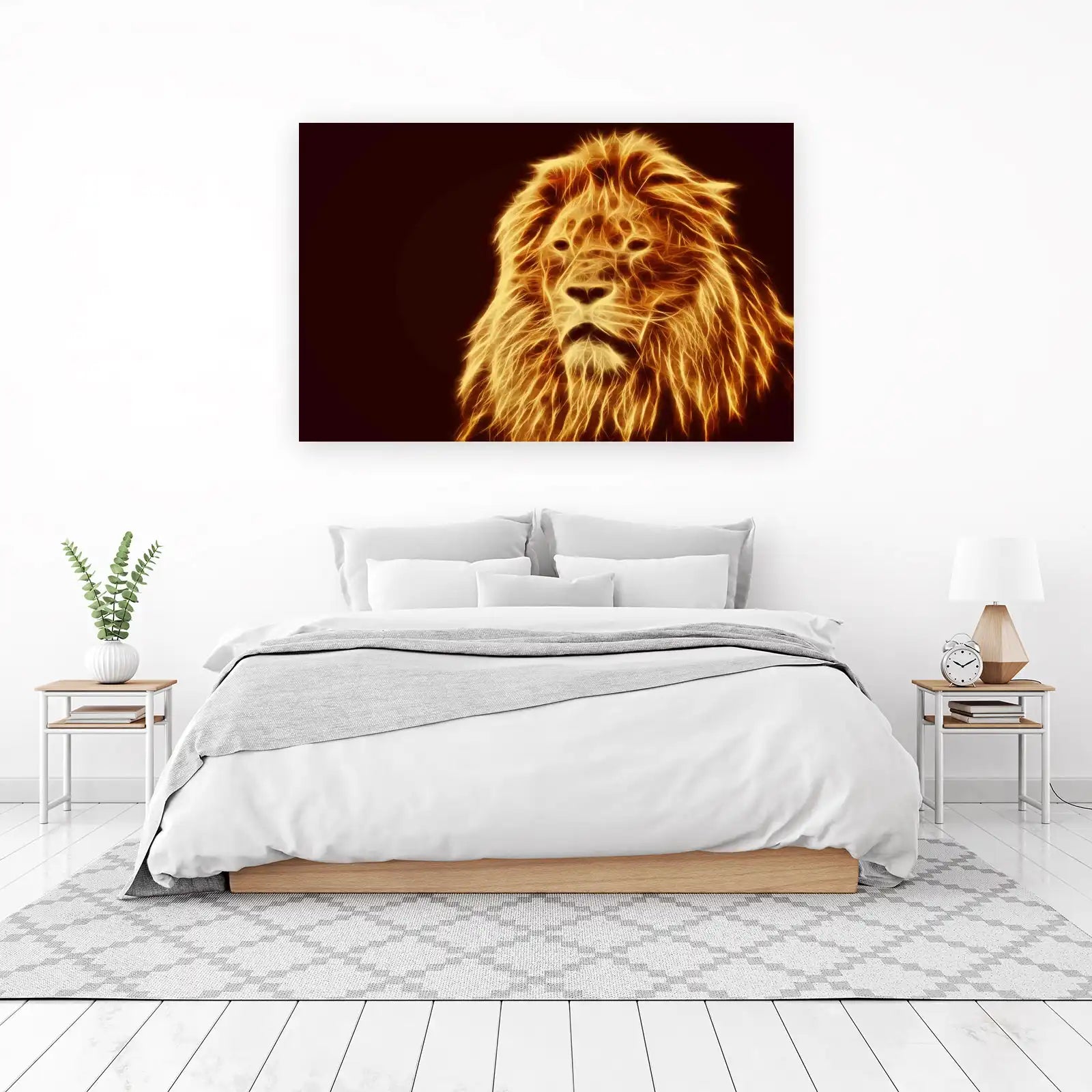 Fiery Lion Head Fractal Art Wall Art
