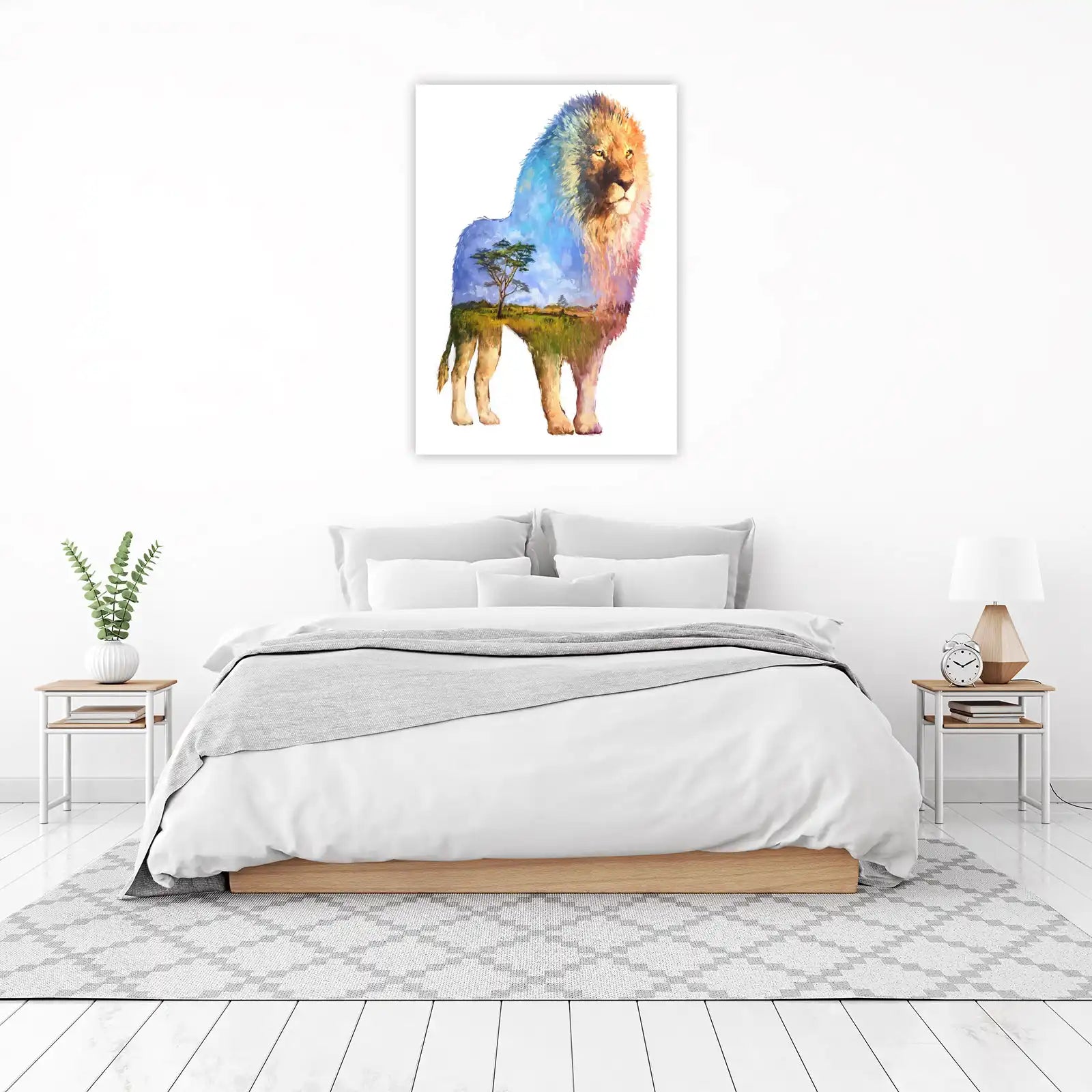 Majestic Lion Savannah Double Exposure Wall Art
