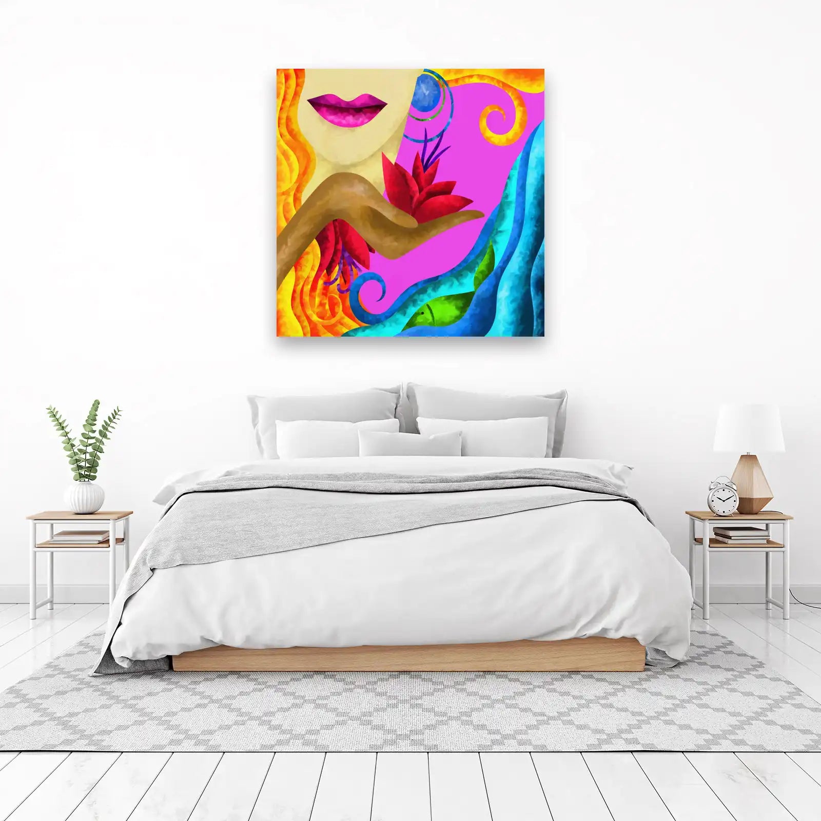 Vibrant Woman & Nature Abstract Wall Art