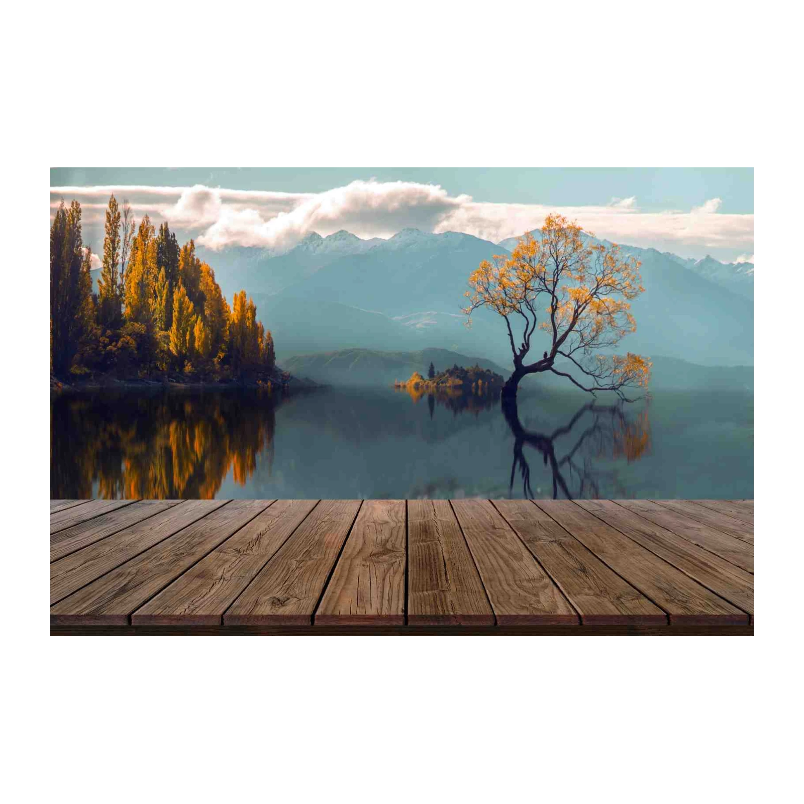 Serene Autumn Lake & Mountain Wall Art