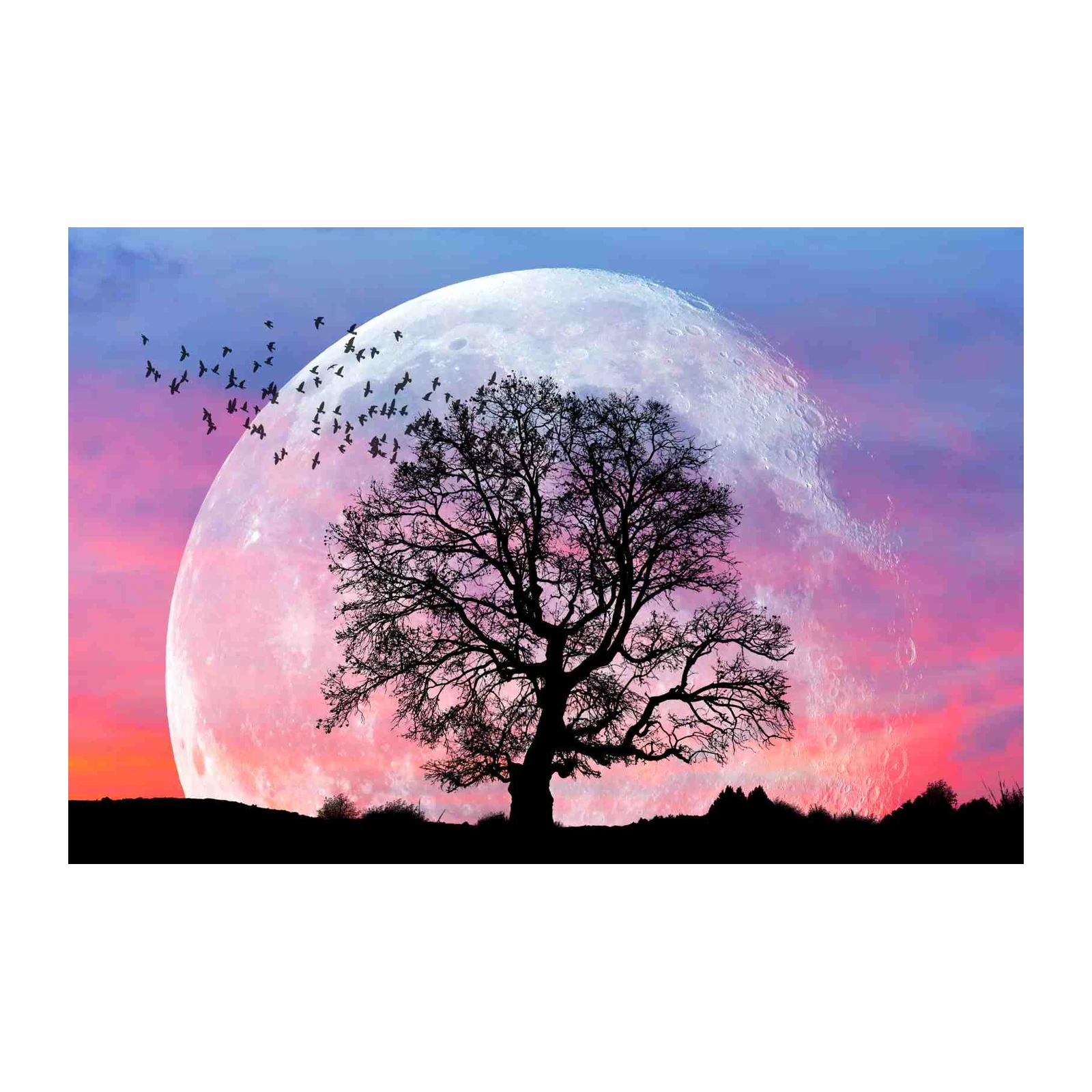 Dreamy Moon Tree Flock Wall Art