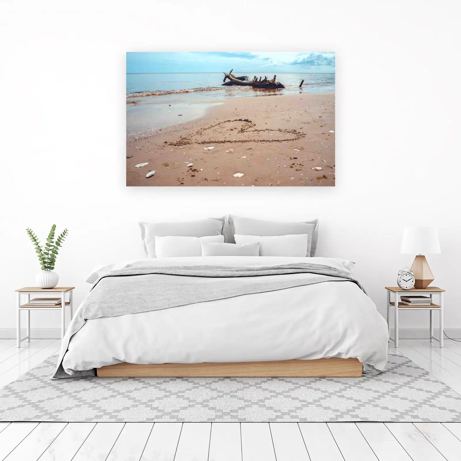 Heart on Sand Beach & Driftwood Wall Art