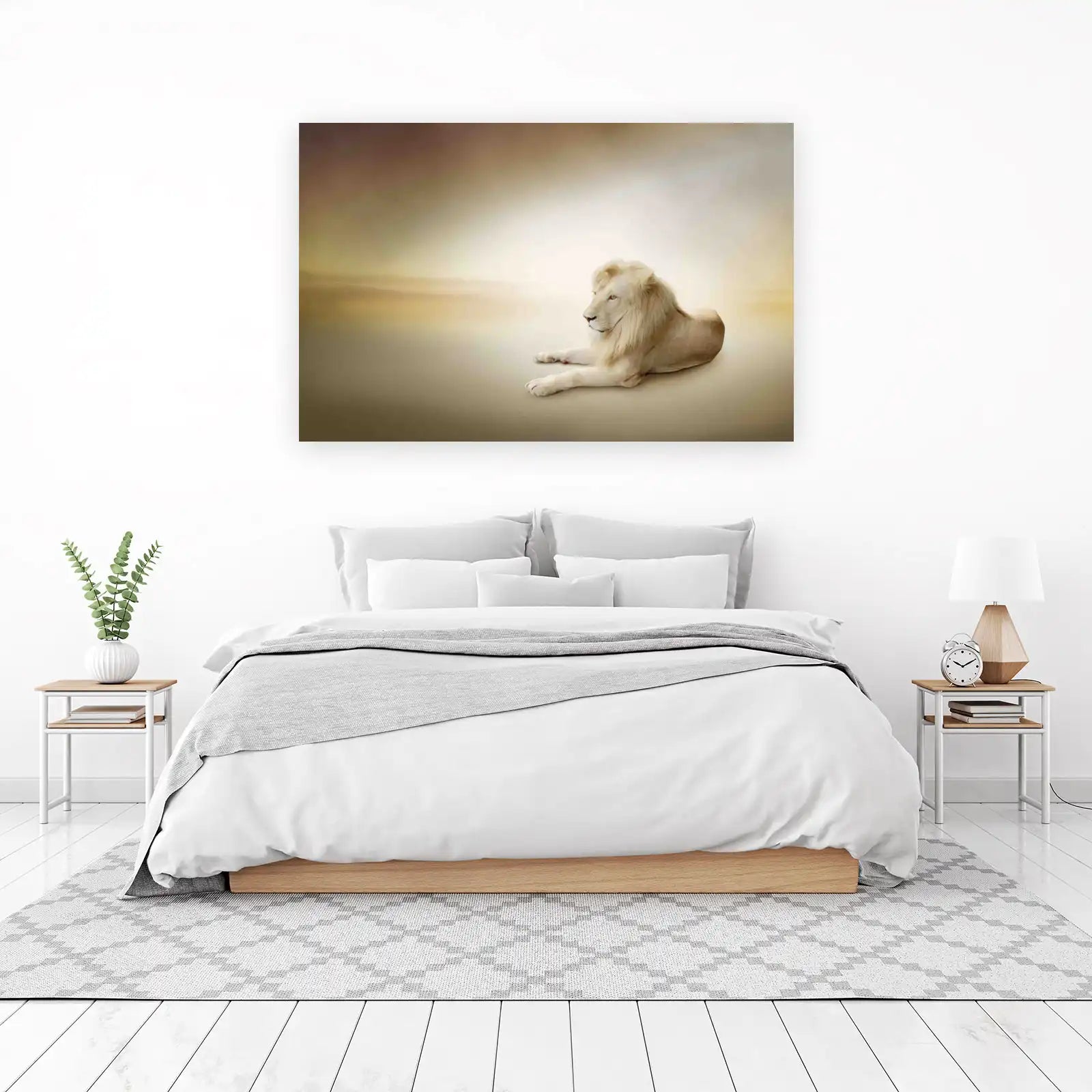 Majestic White Lion Serenity Wall Art