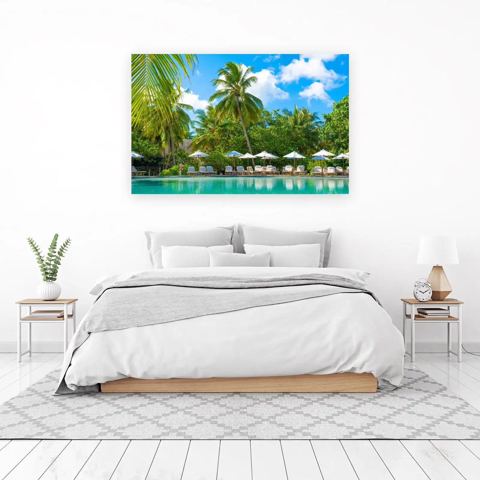 Tropical Poolside Paradise Palm Tree Wall Art